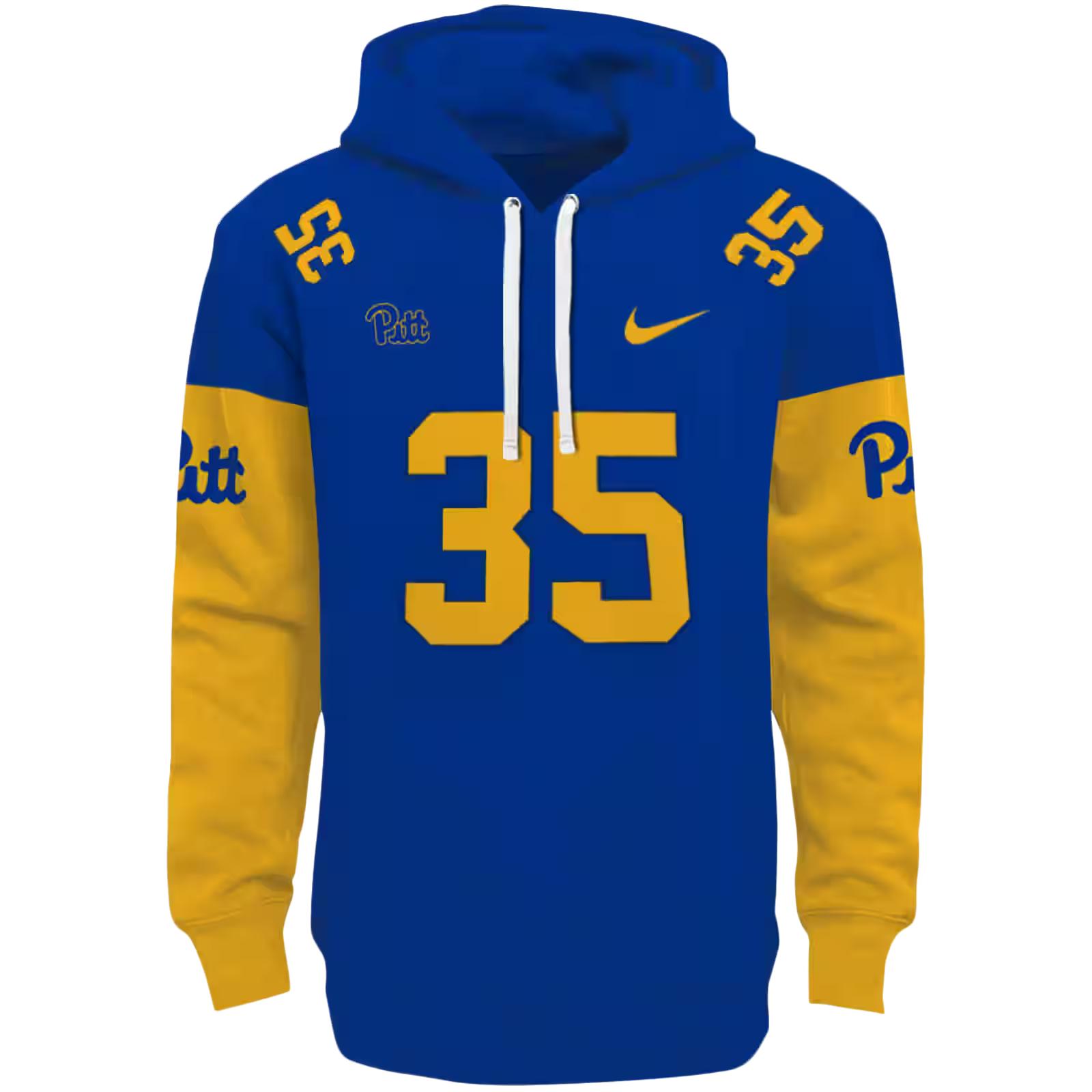 Customized Pittsburgh Panthers Minimal Design Royal Blue Hoodie