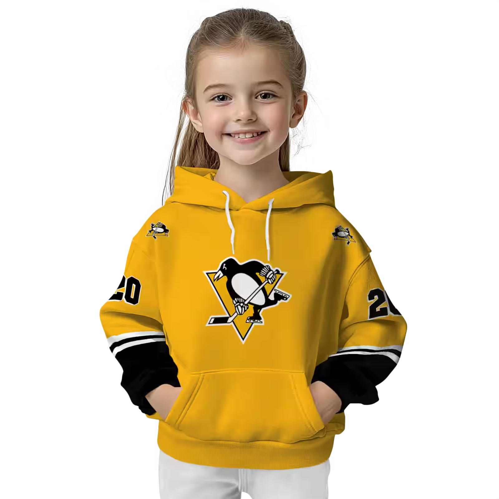 customized pittsburgh penguins striped sleeves yellow hoodie top rated