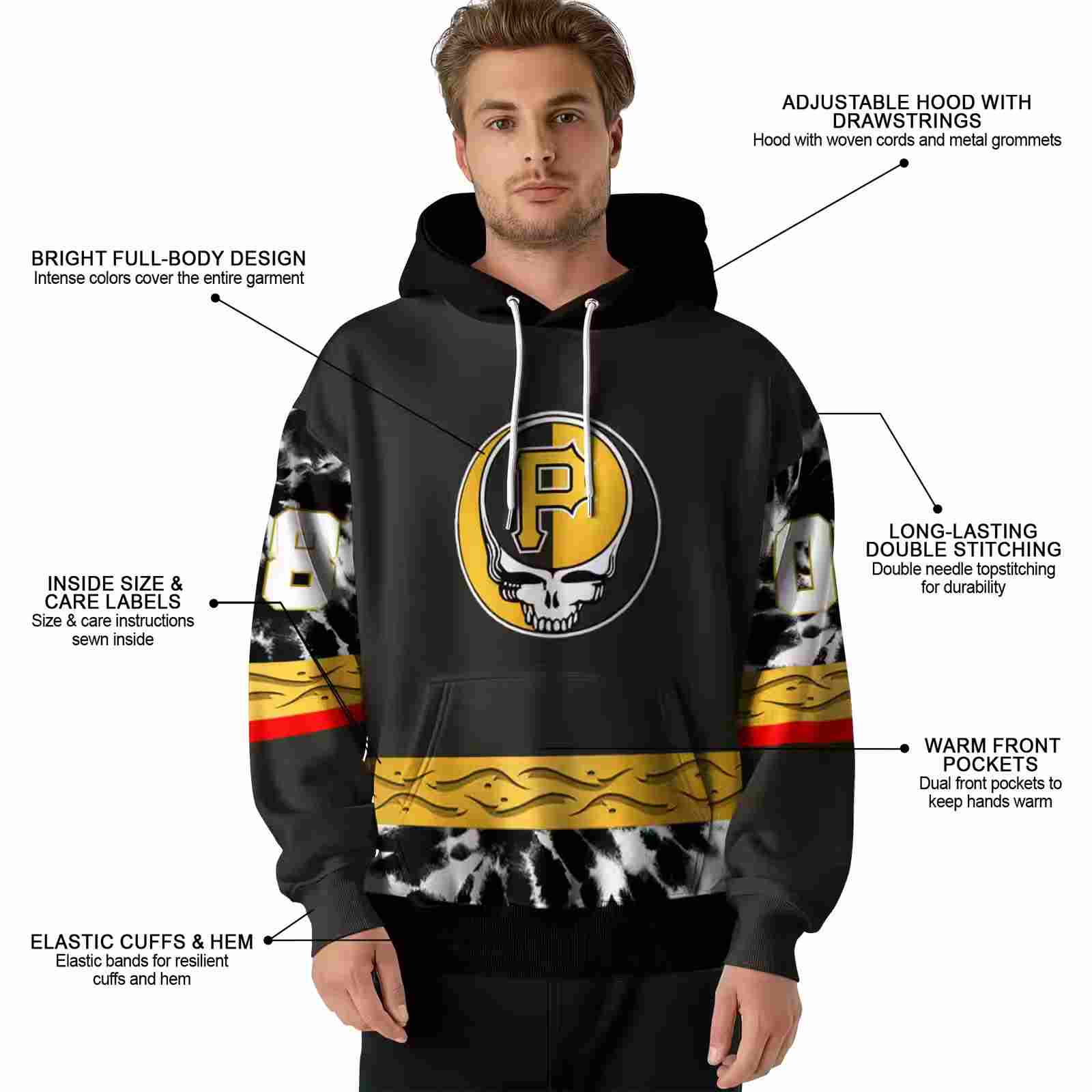 customized pittsburgh pirates grateful vibes black hoodie latest model