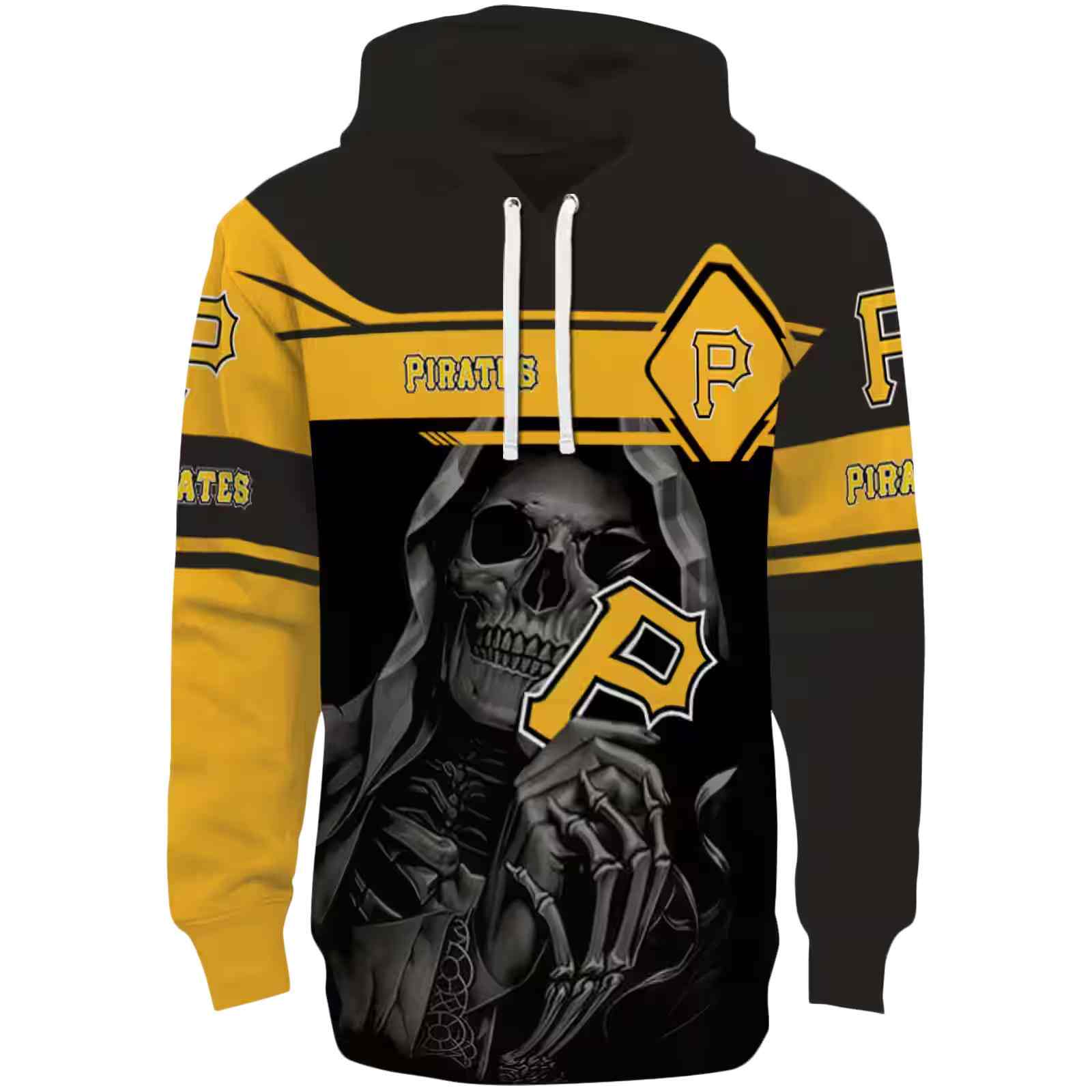 Customized Pittsburgh Pirates Grim Reaper Black Hoodie