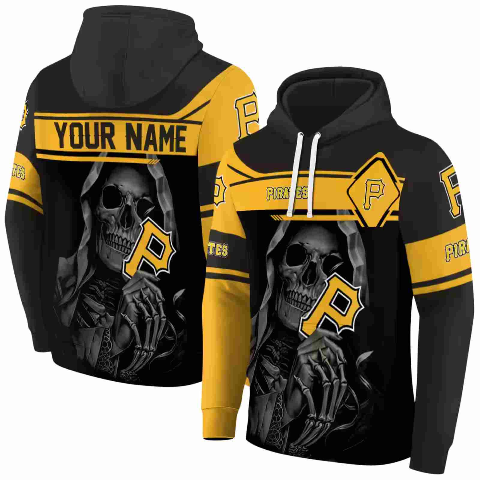 customized pittsburgh pirates grim reaper black hoodie fashion forward