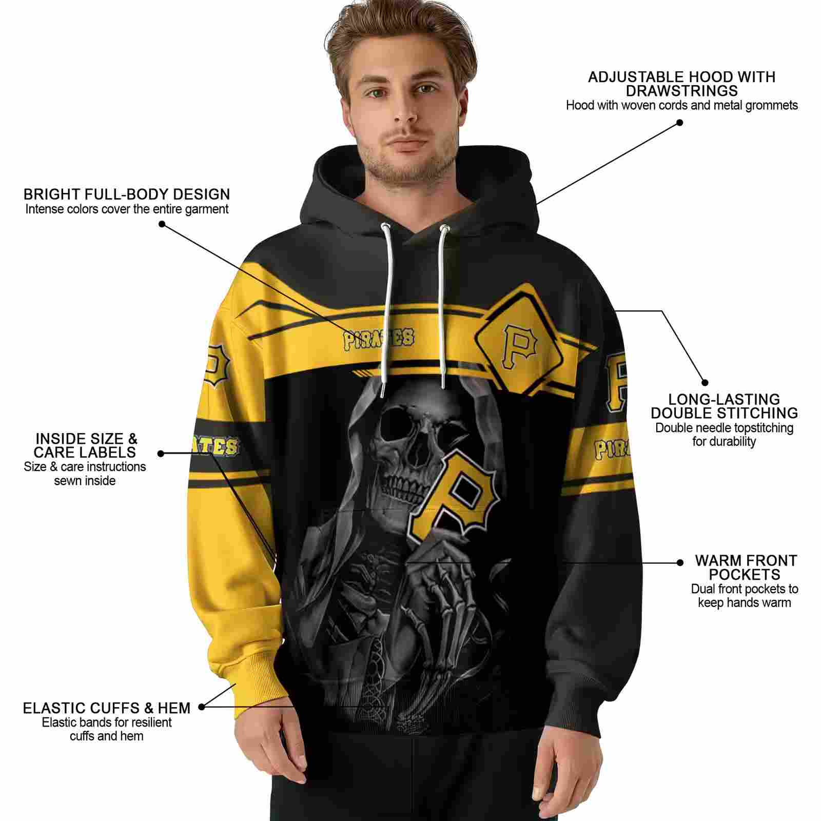 customized pittsburgh pirates grim reaper black hoodie latest model