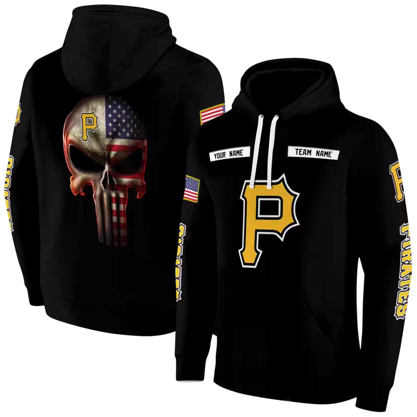 customized pittsburgh pirates punisher skull black hoodie fashion forward