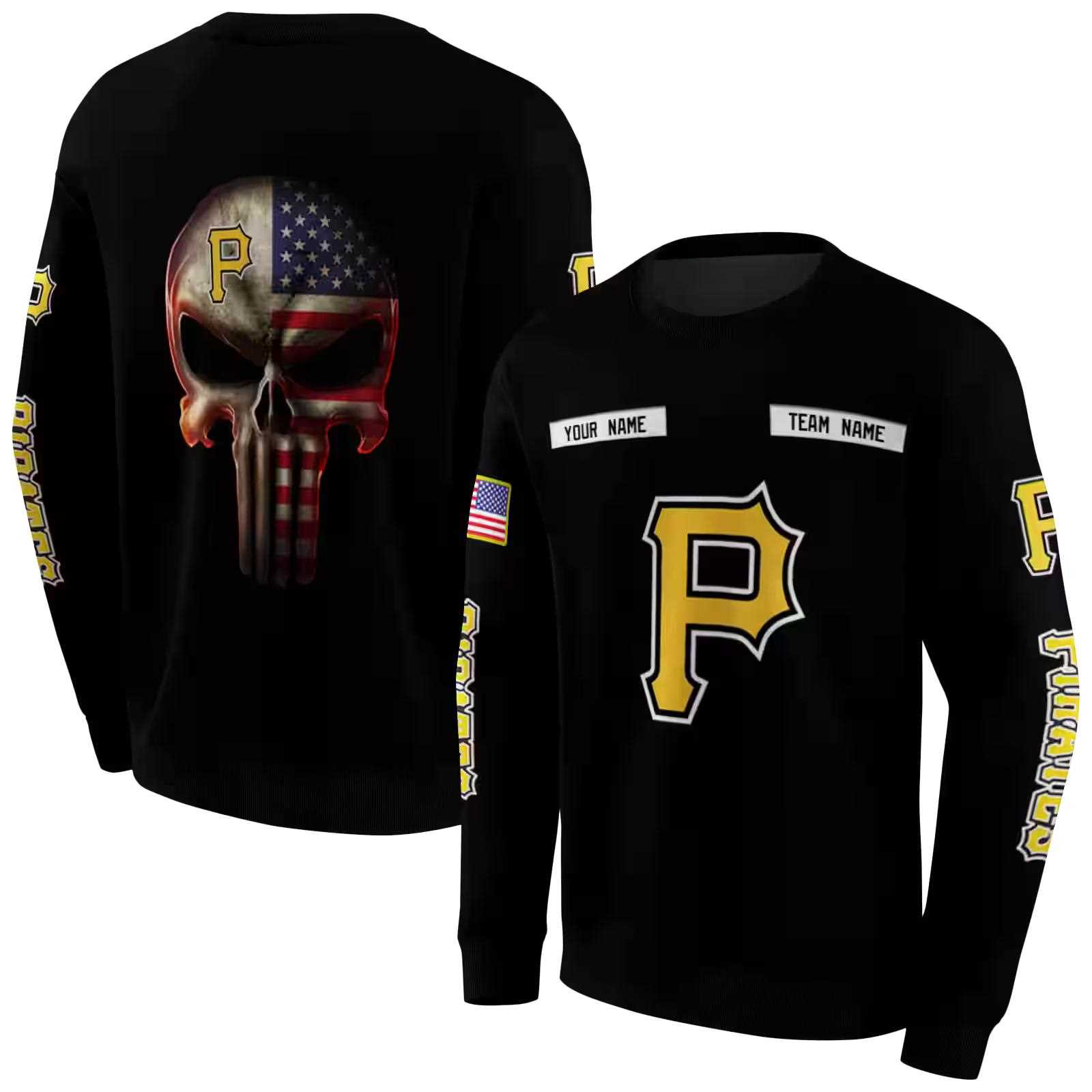 customized pittsburgh pirates punisher skull black hoodie premium grade