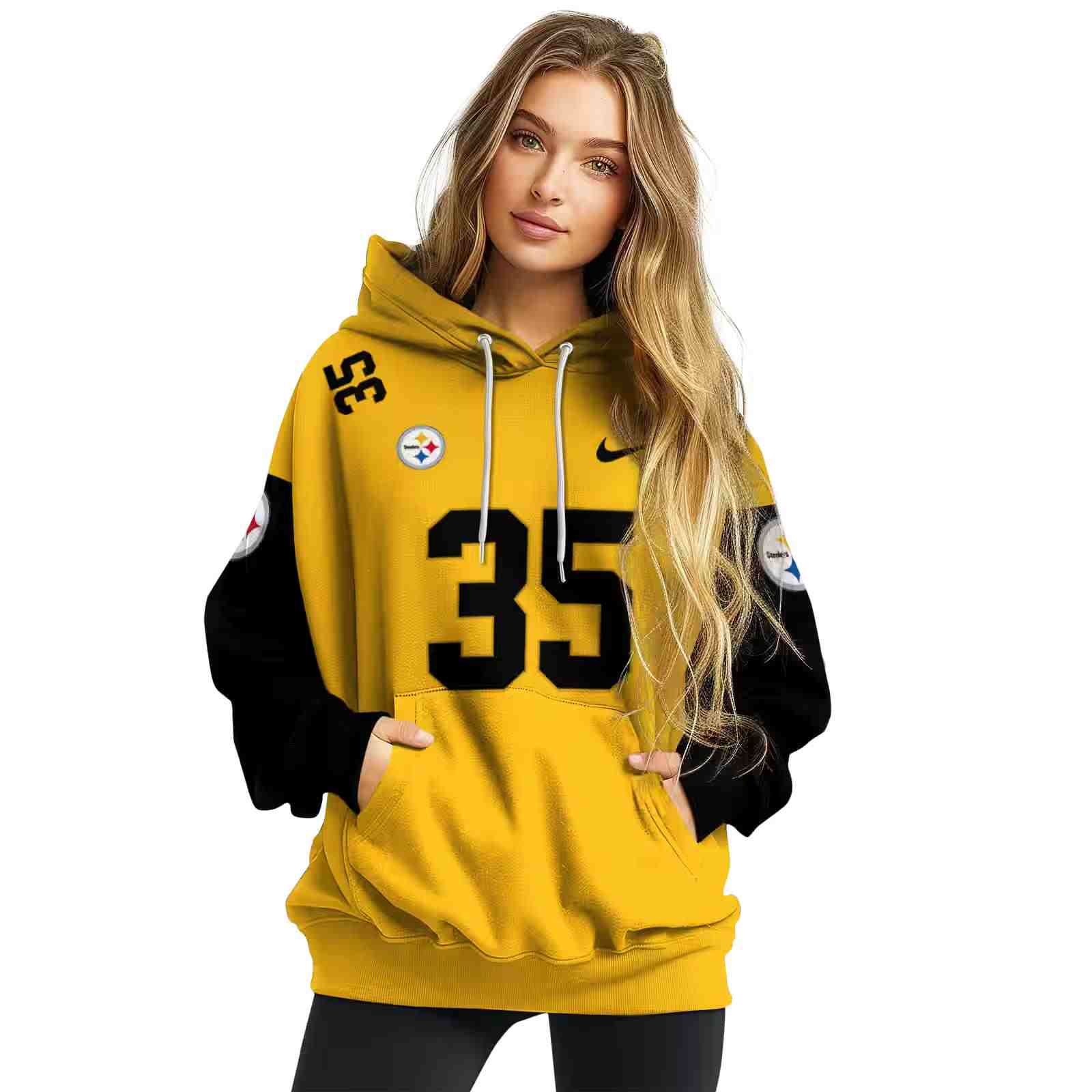 customized pittsburgh steelers minimal design gold hoodie high quality