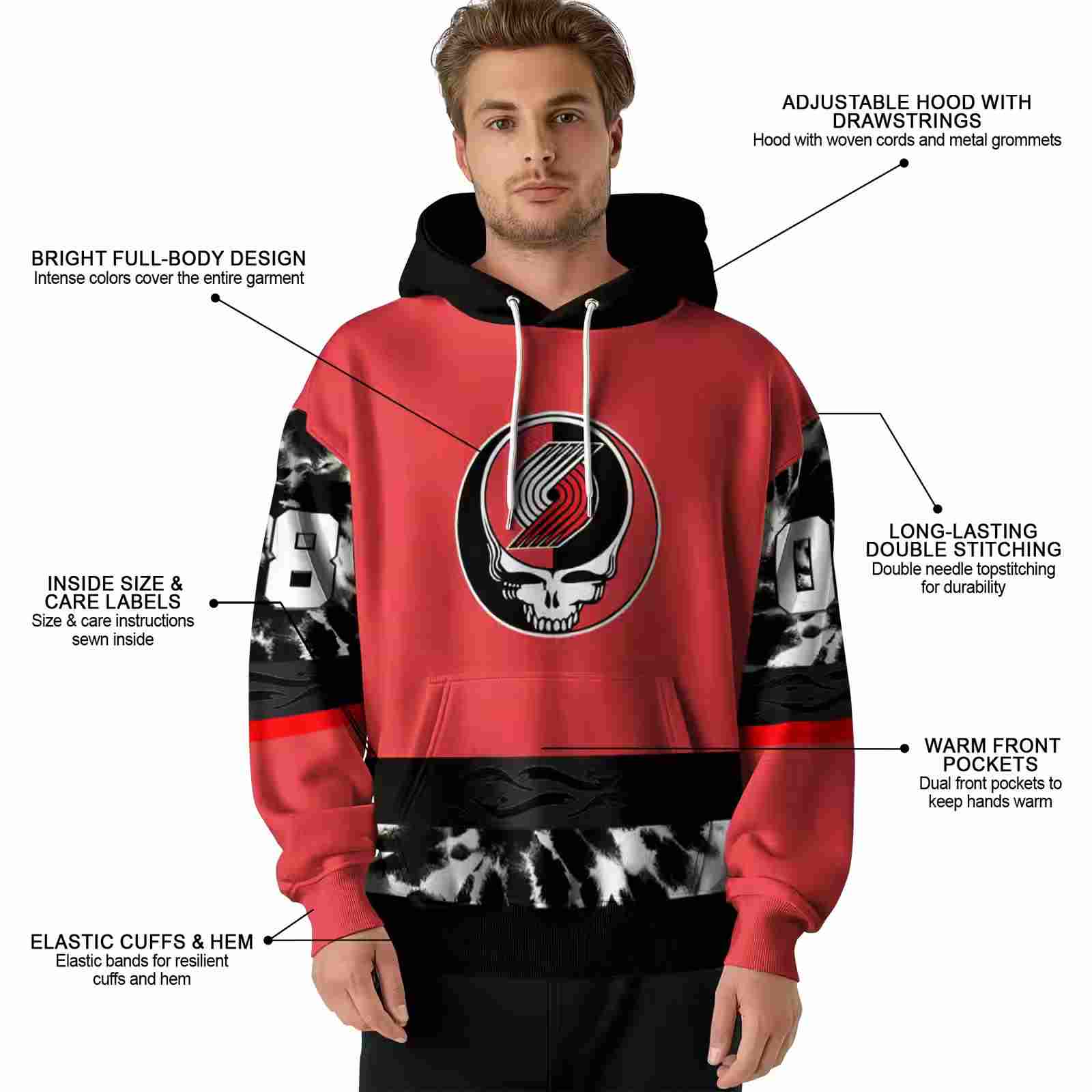 customized portland trail blazers grateful vibes red hoodie latest model