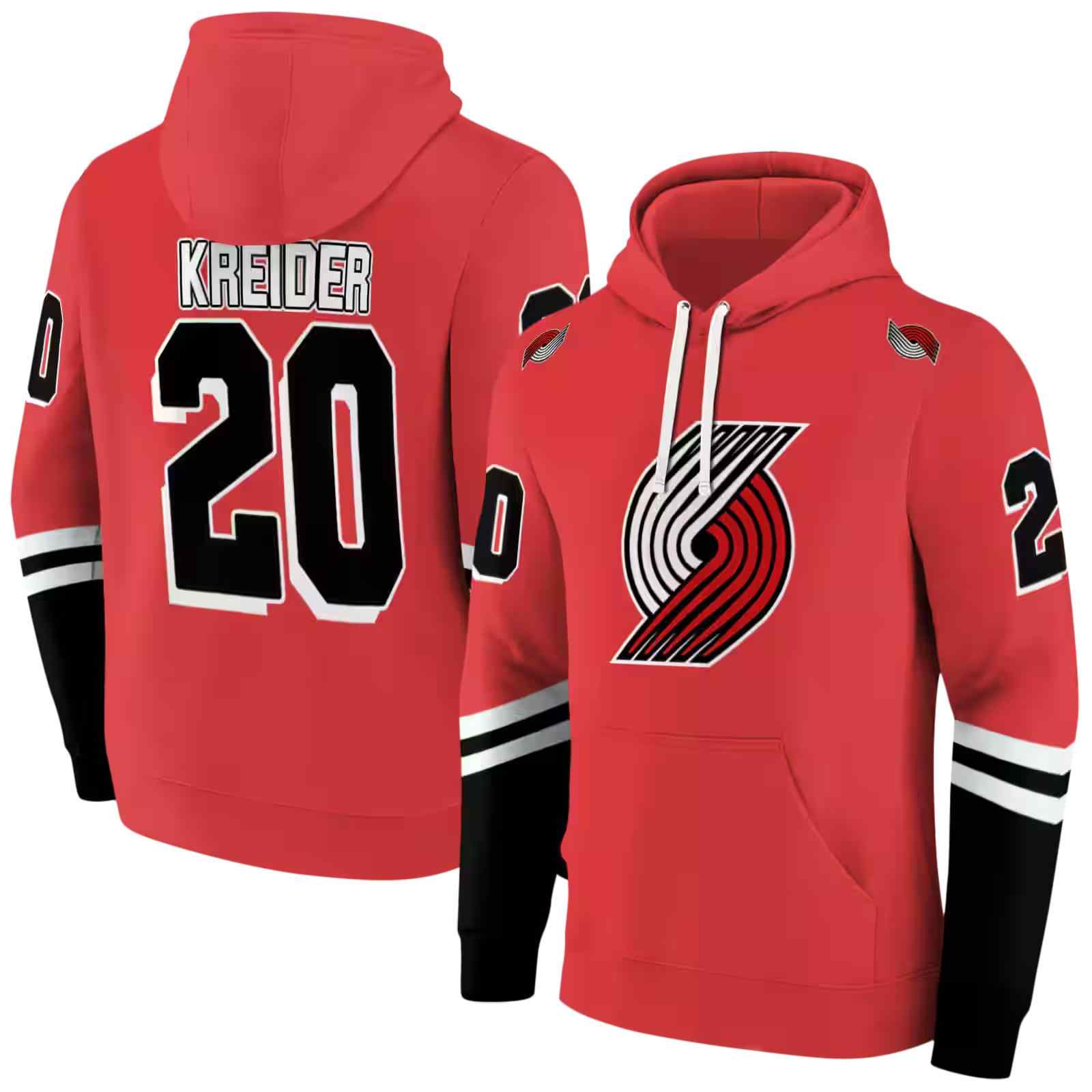 customized portland trail blazers striped sleeves red hoodie fashion forward