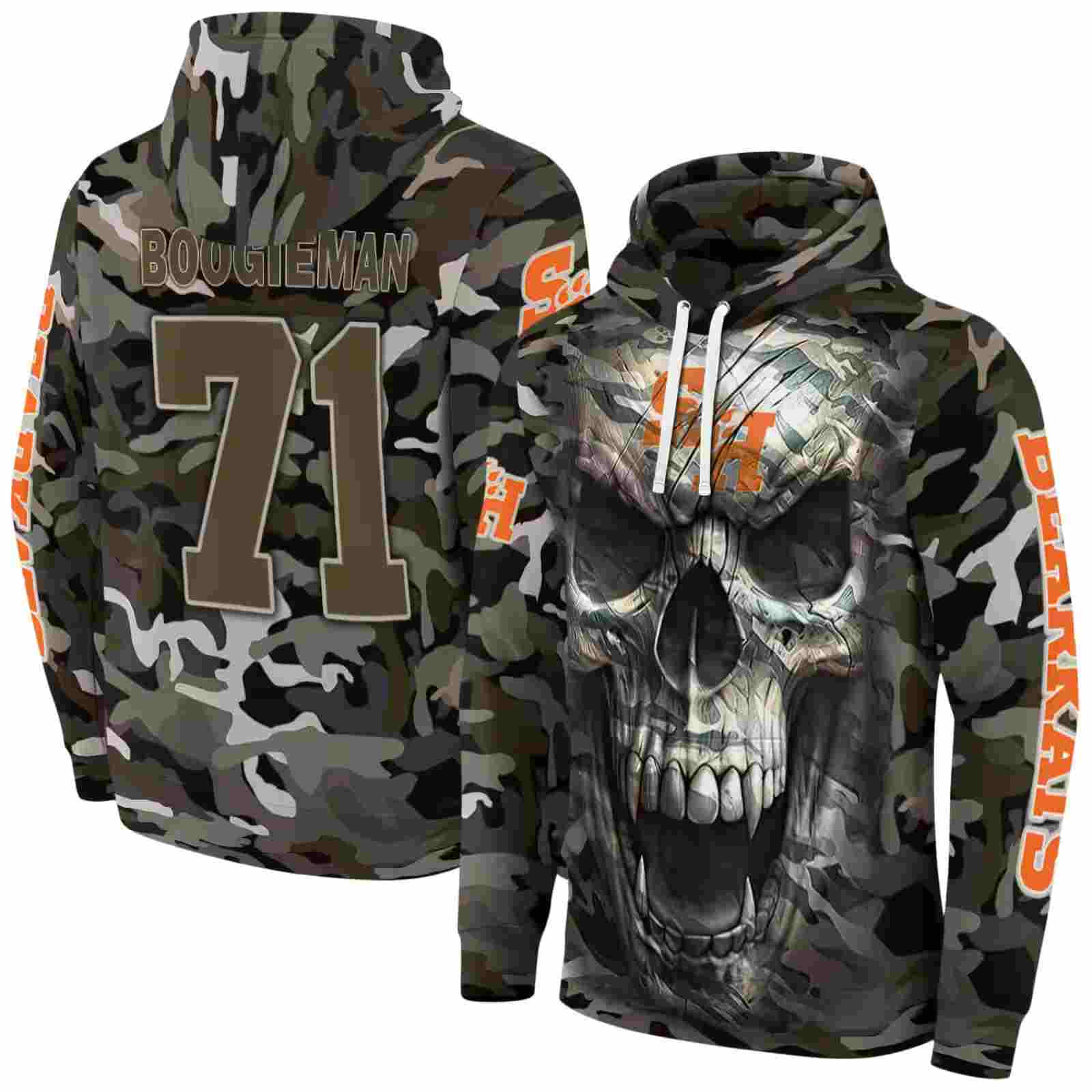 customized sam houston bearkats camo skull hoodie fashion forward