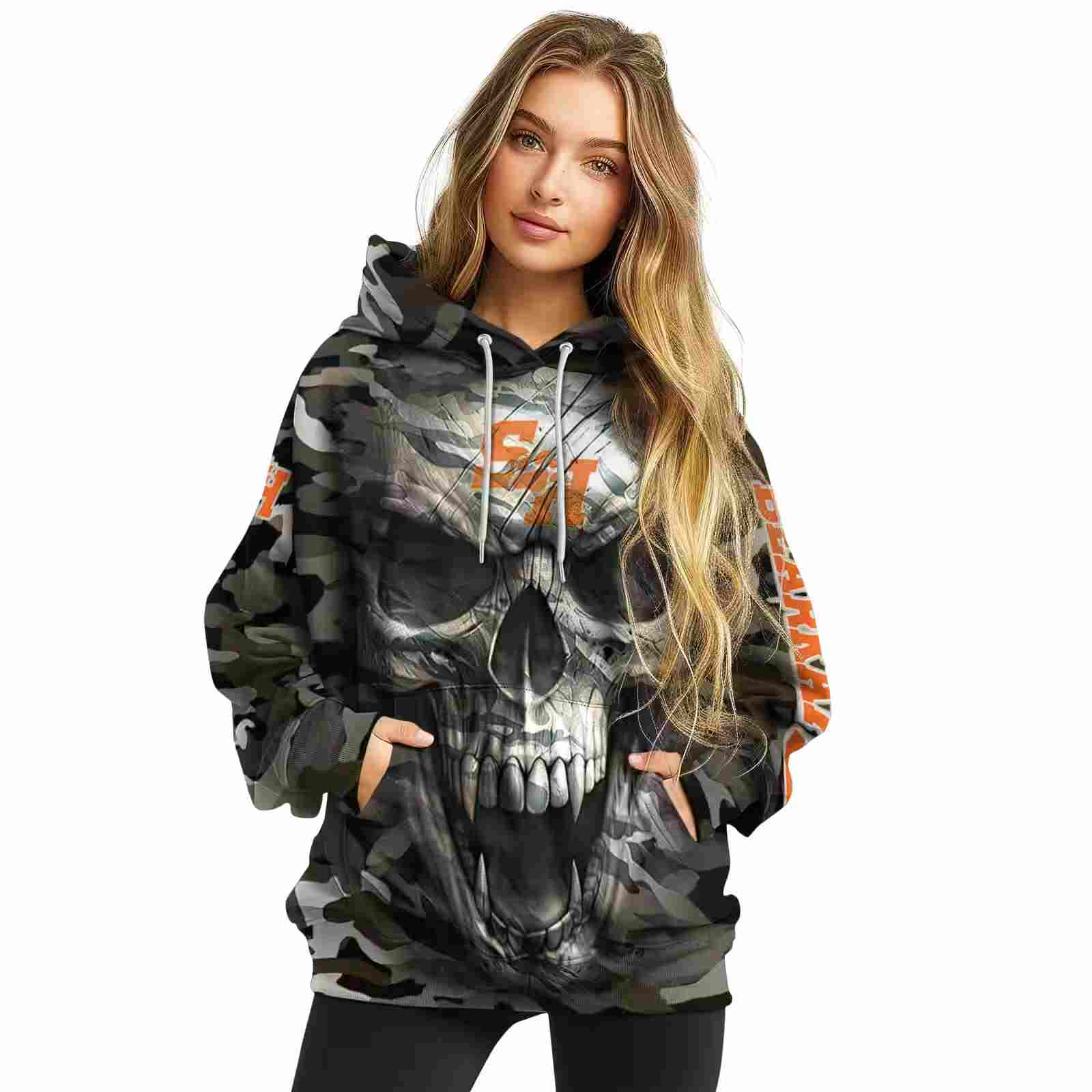 customized sam houston bearkats camo skull hoodie high quality