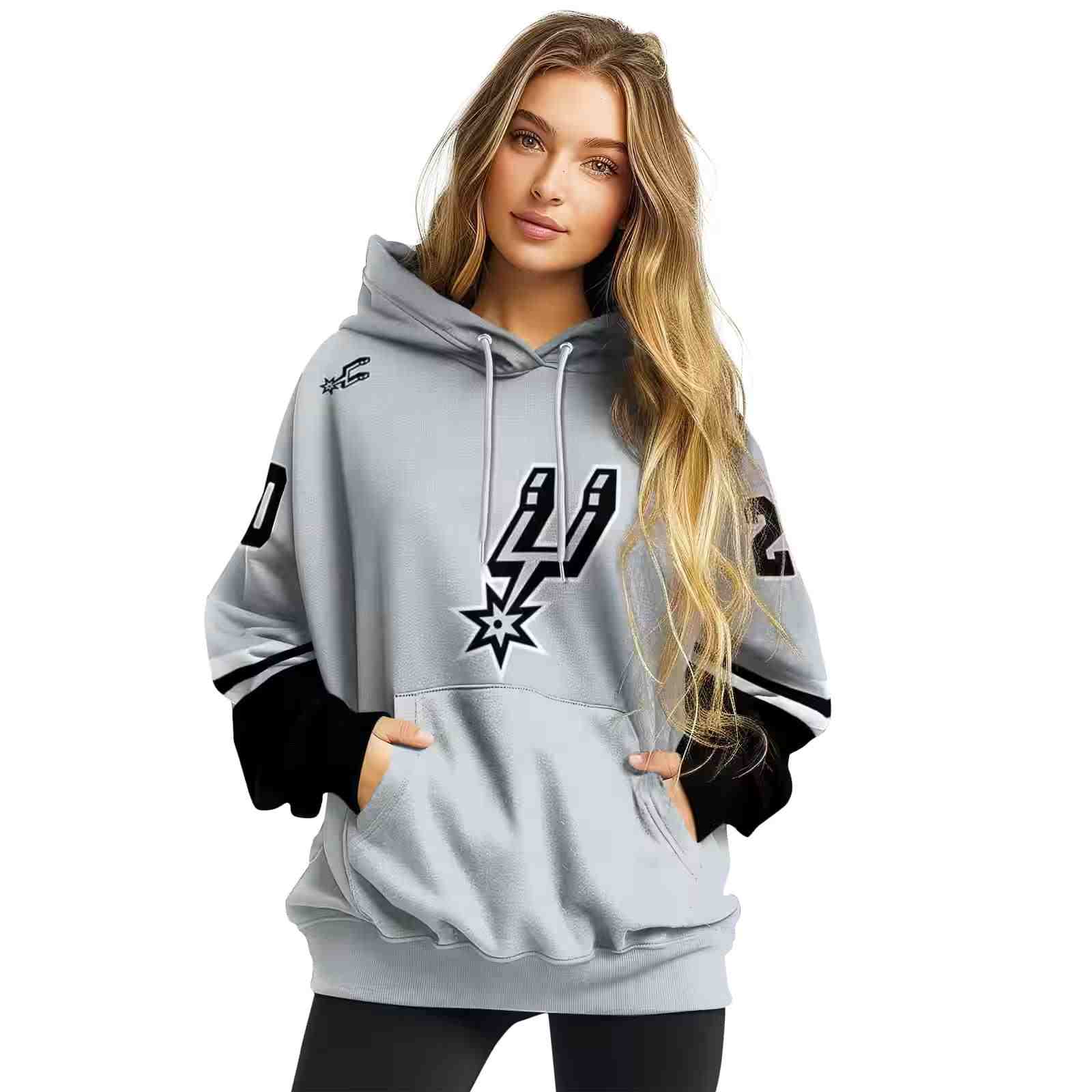 customized san antonio spurs striped sleeves silver hoodie high quality