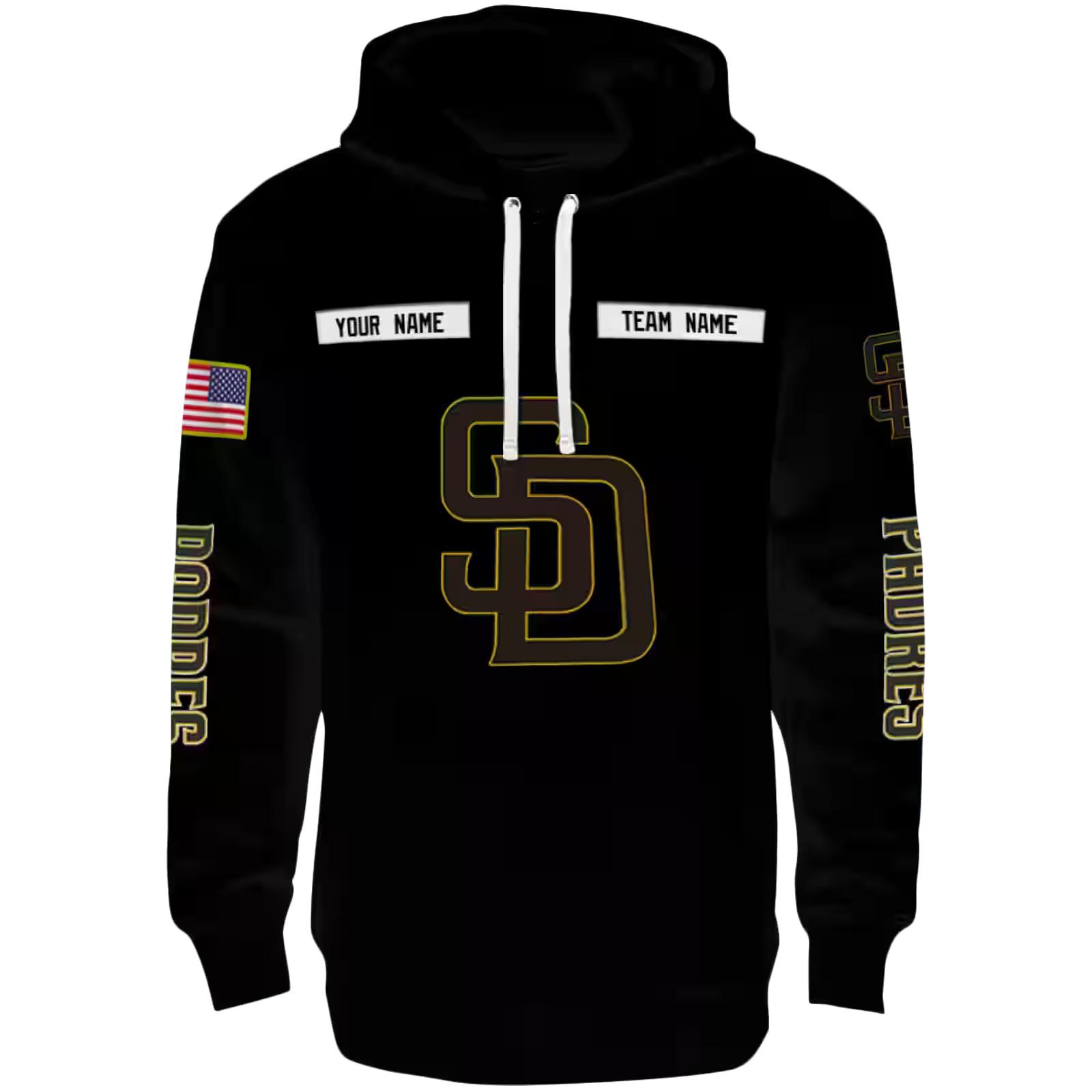 Customized San Diego Padres Punisher Skull Black Hoodie