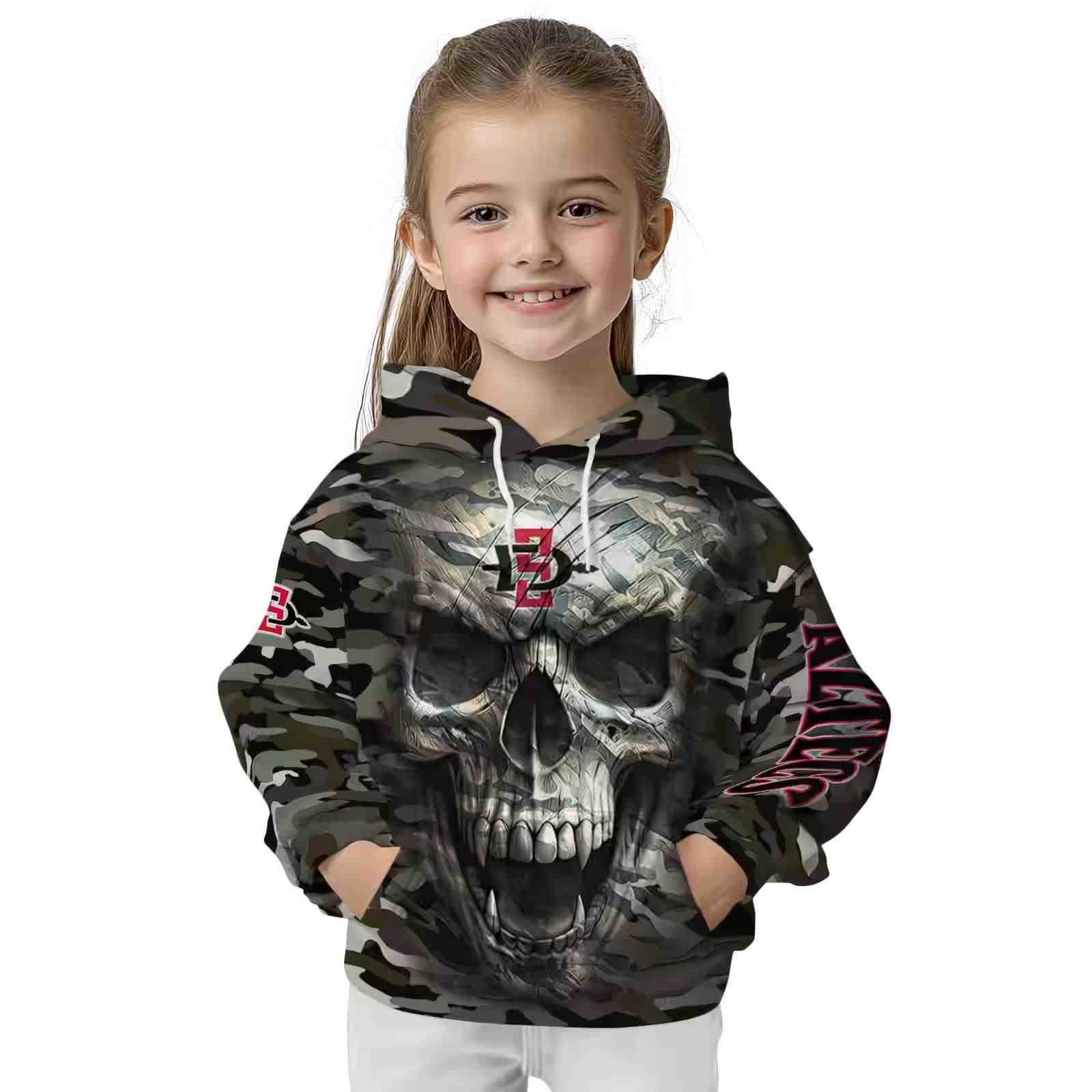 customized san diego state aztecs camo skull hoodie top rated