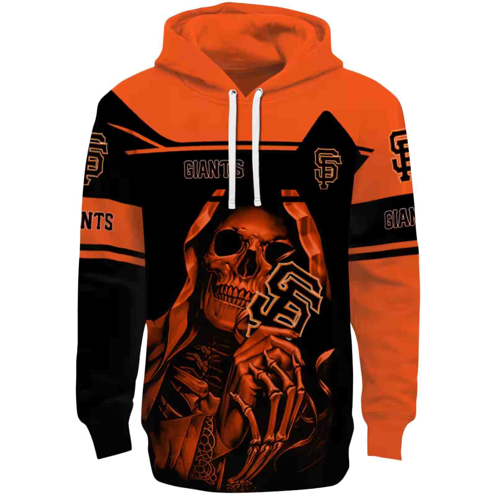 Customized San Francisco Giants Grim Reaper Orange Black Hoodie