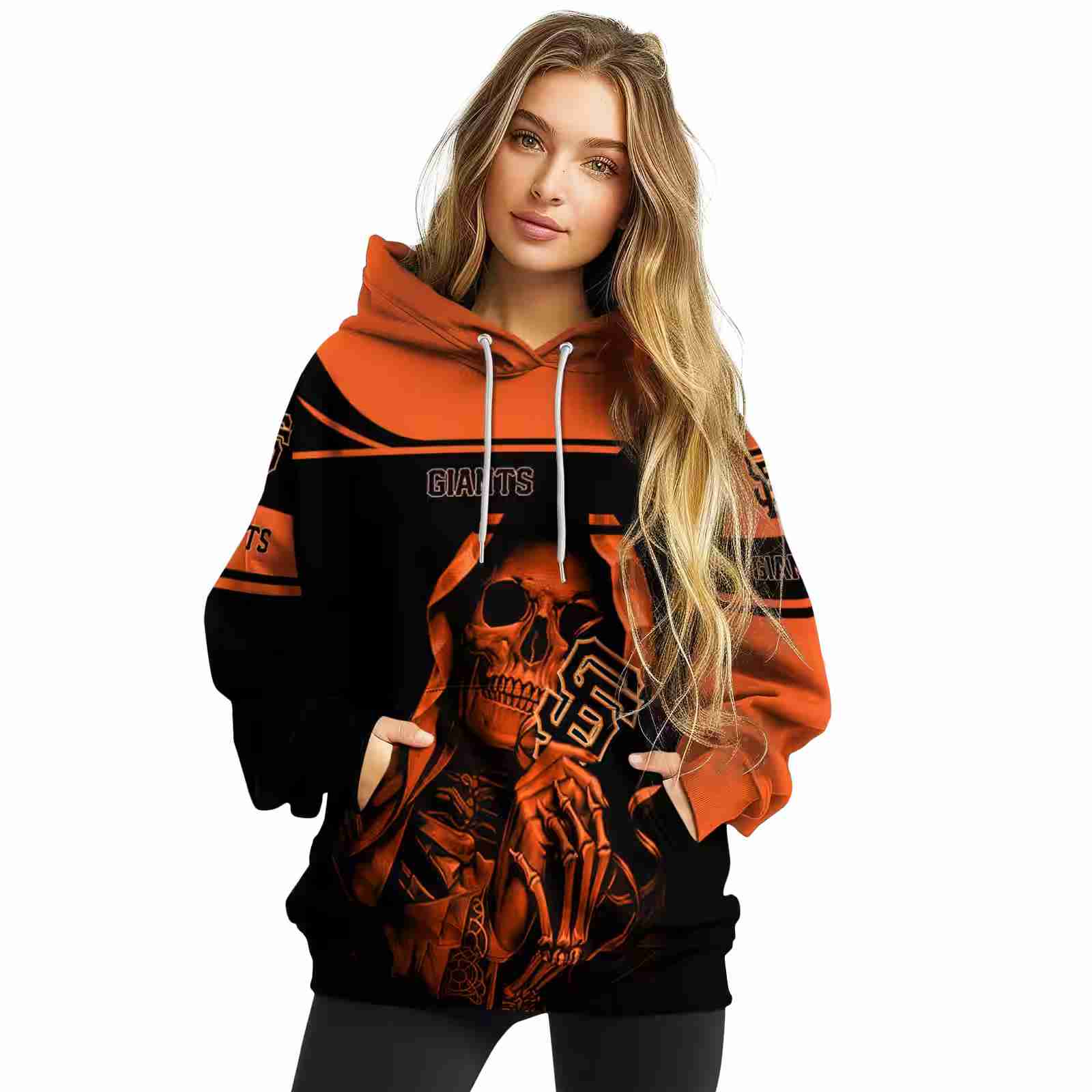 customized san francisco giants grim reaper orange black hoodie high quality