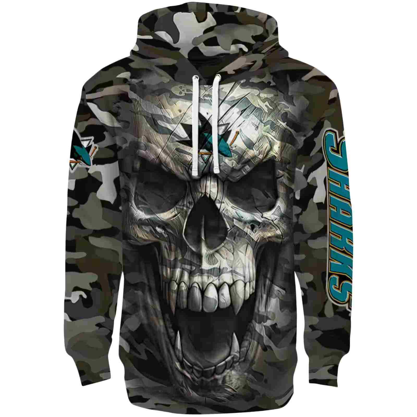 Customized San Jose Sharks Camo Skull Hoodie