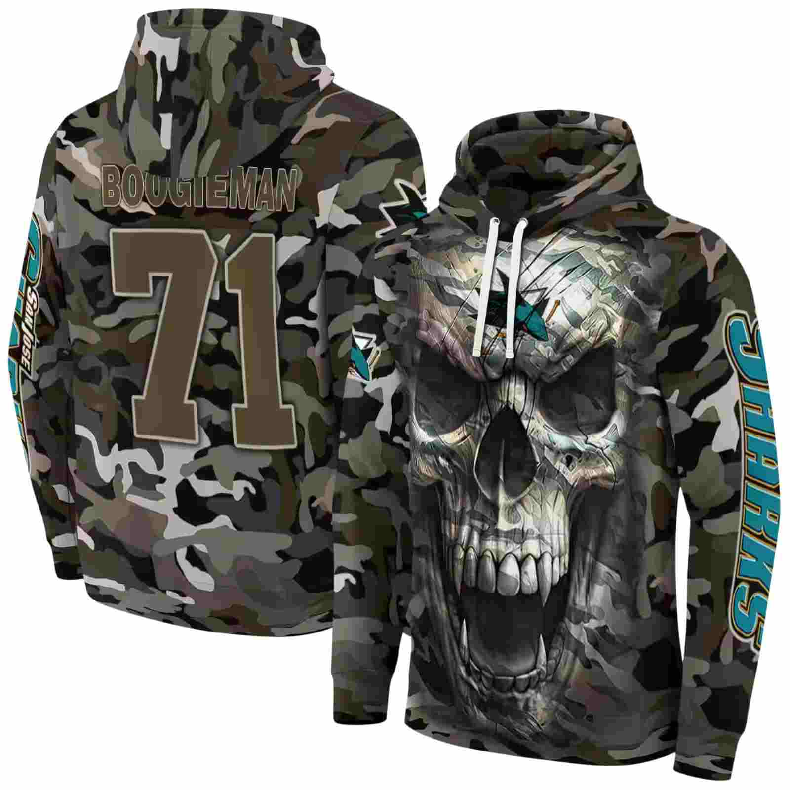 customized san jose sharks camo skull hoodie fashion forward