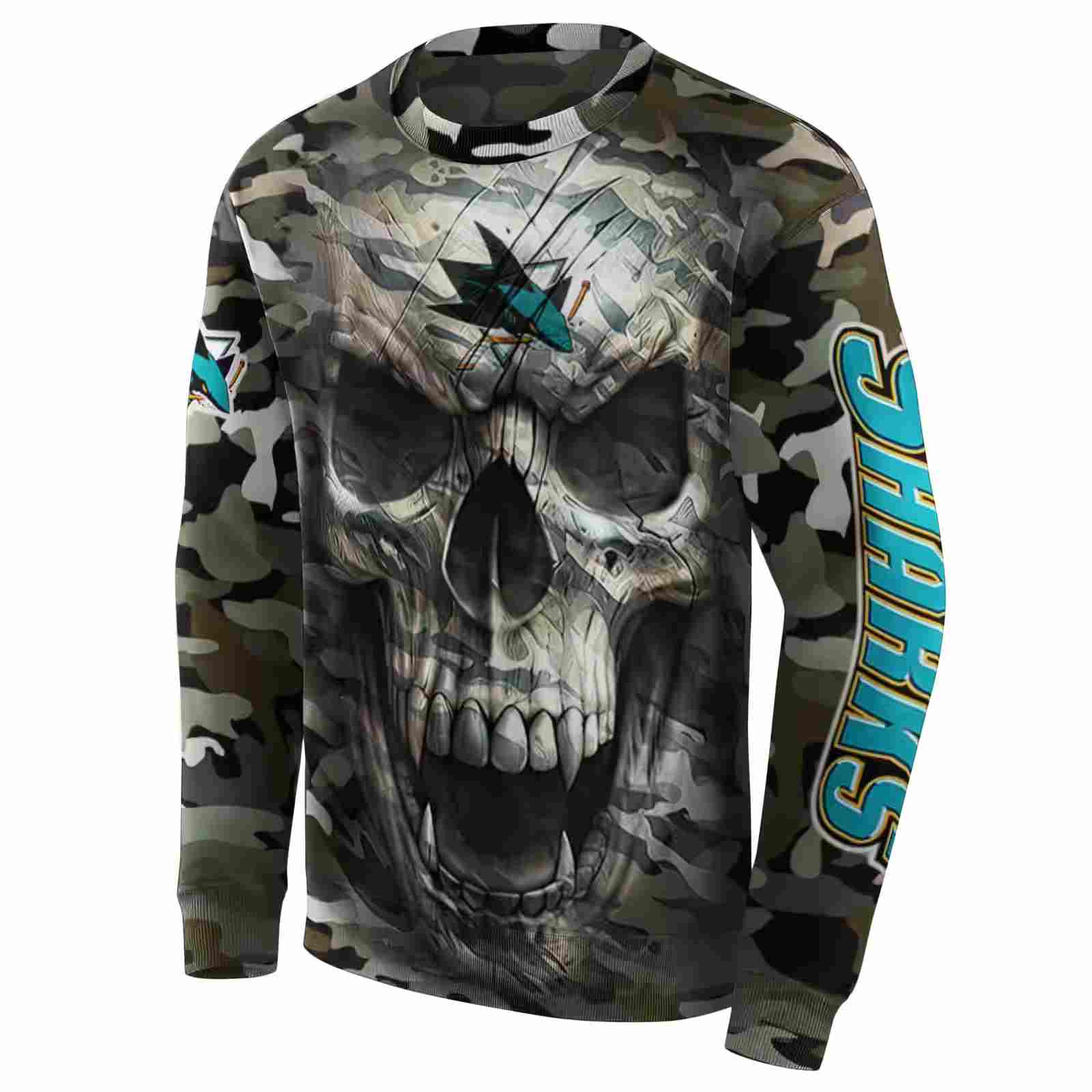 customized san jose sharks camo skull hoodie new arrival