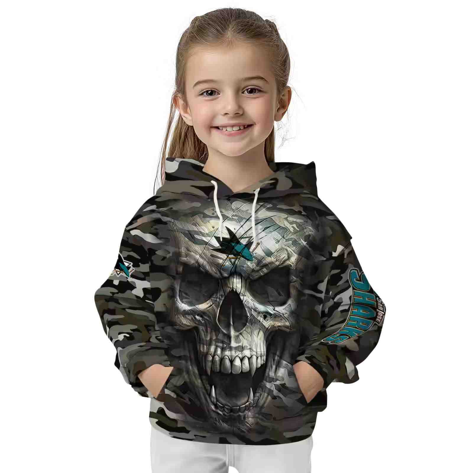 customized san jose sharks camo skull hoodie top rated