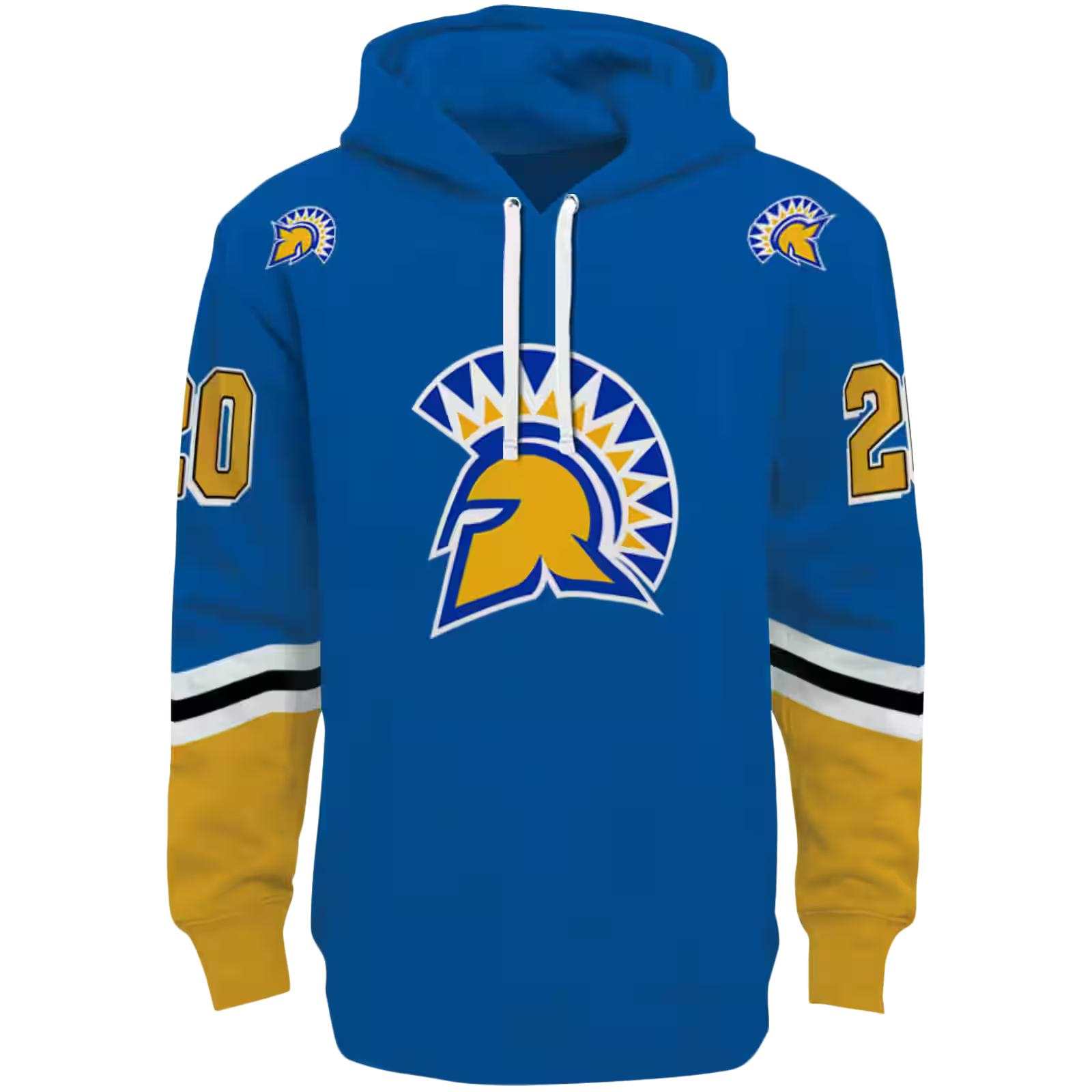 Customized San Jose State Spartans Striped Sleeves Blue Hoodie