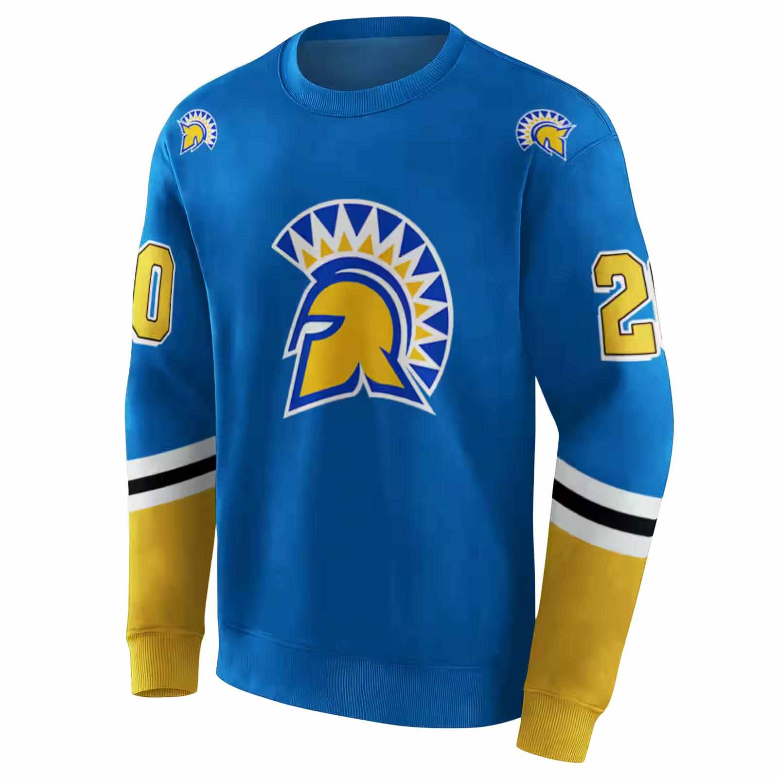 customized san jose state spartans striped sleeves blue hoodie new arrival