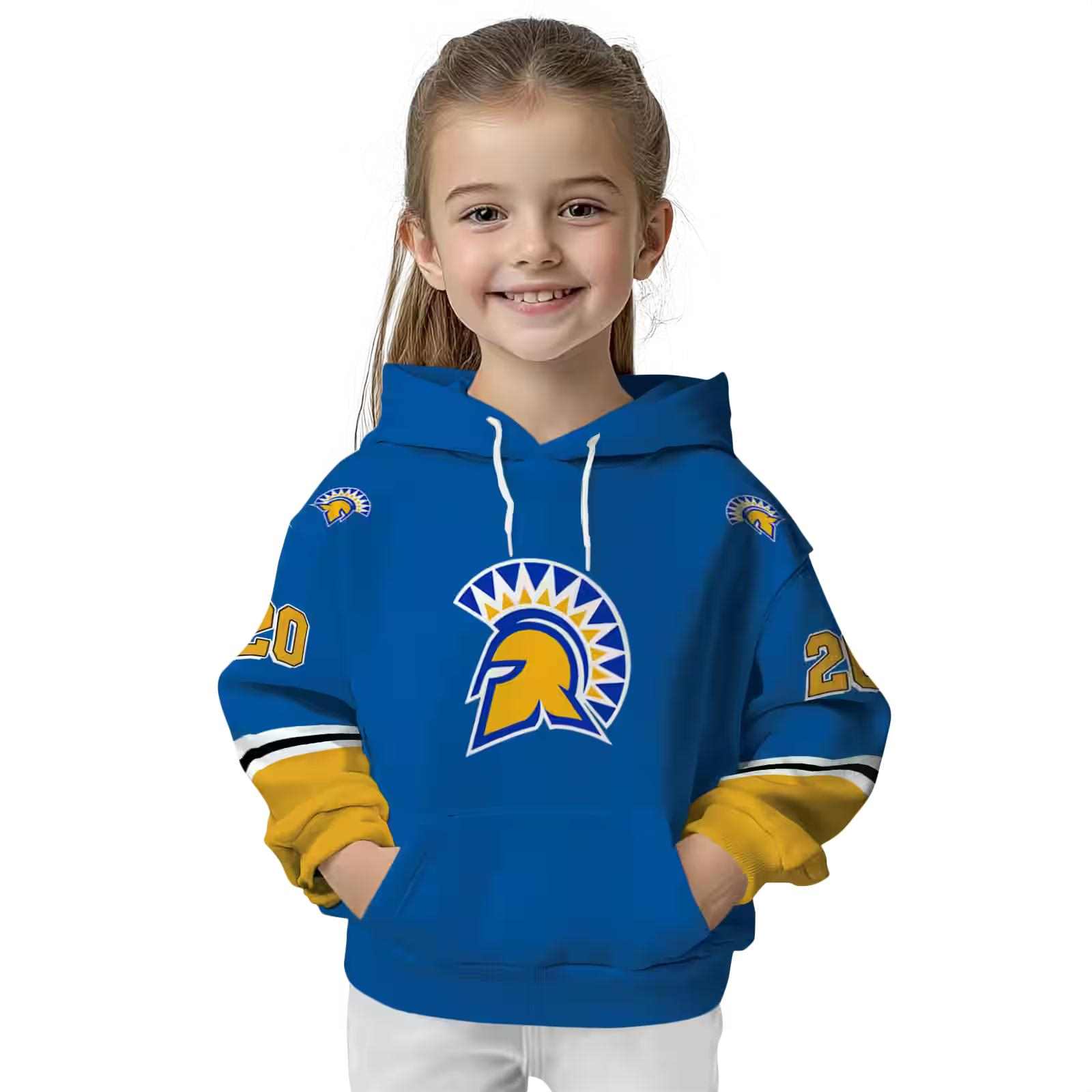 customized san jose state spartans striped sleeves blue hoodie top rated