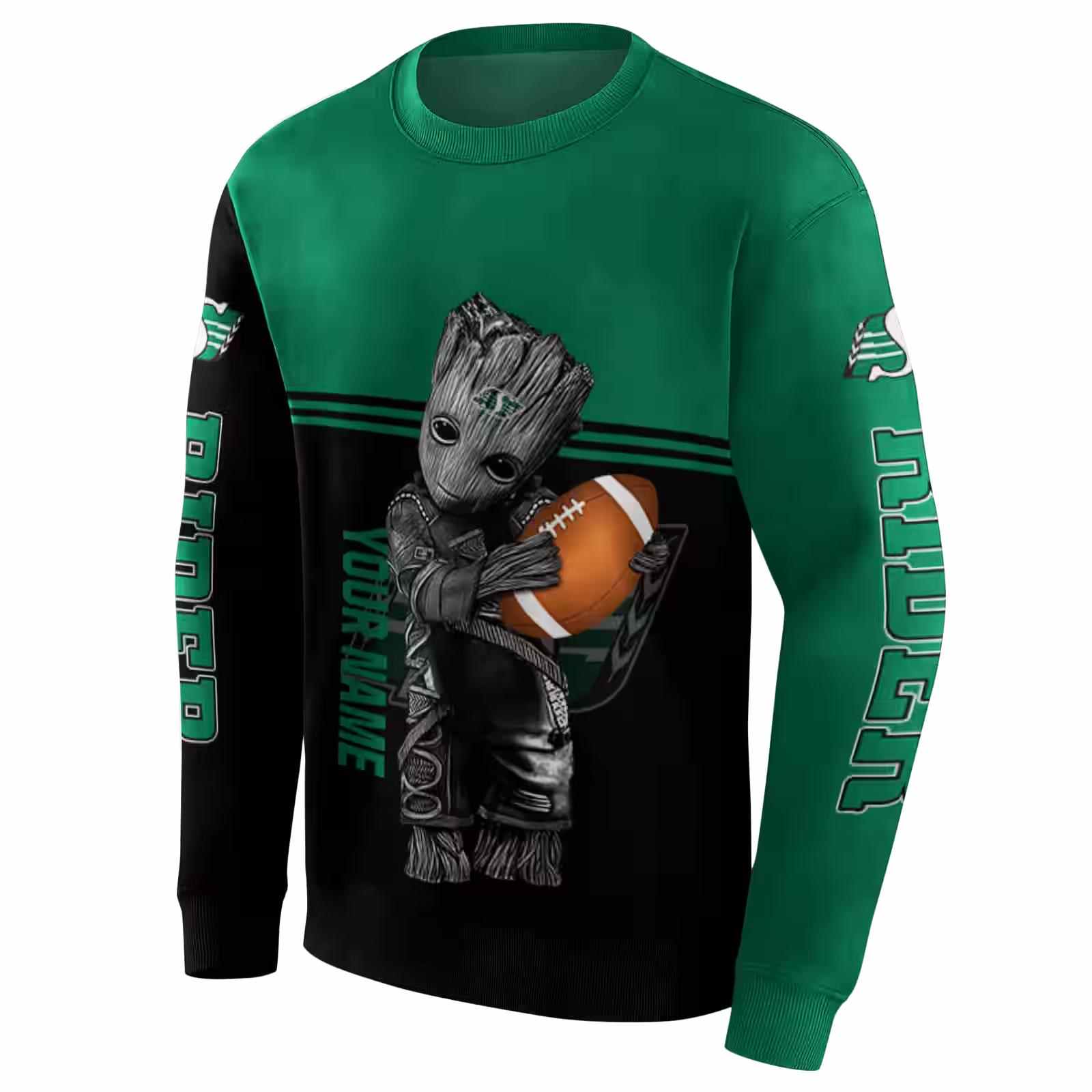 customized saskatchewan roughriders baby groot green black hoodie new arrival