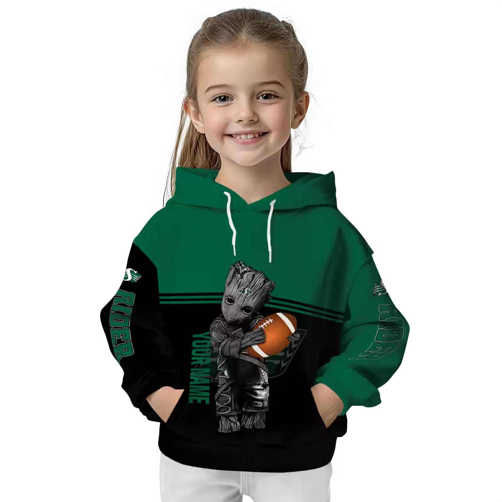 customized saskatchewan roughriders baby groot green black hoodie top rated