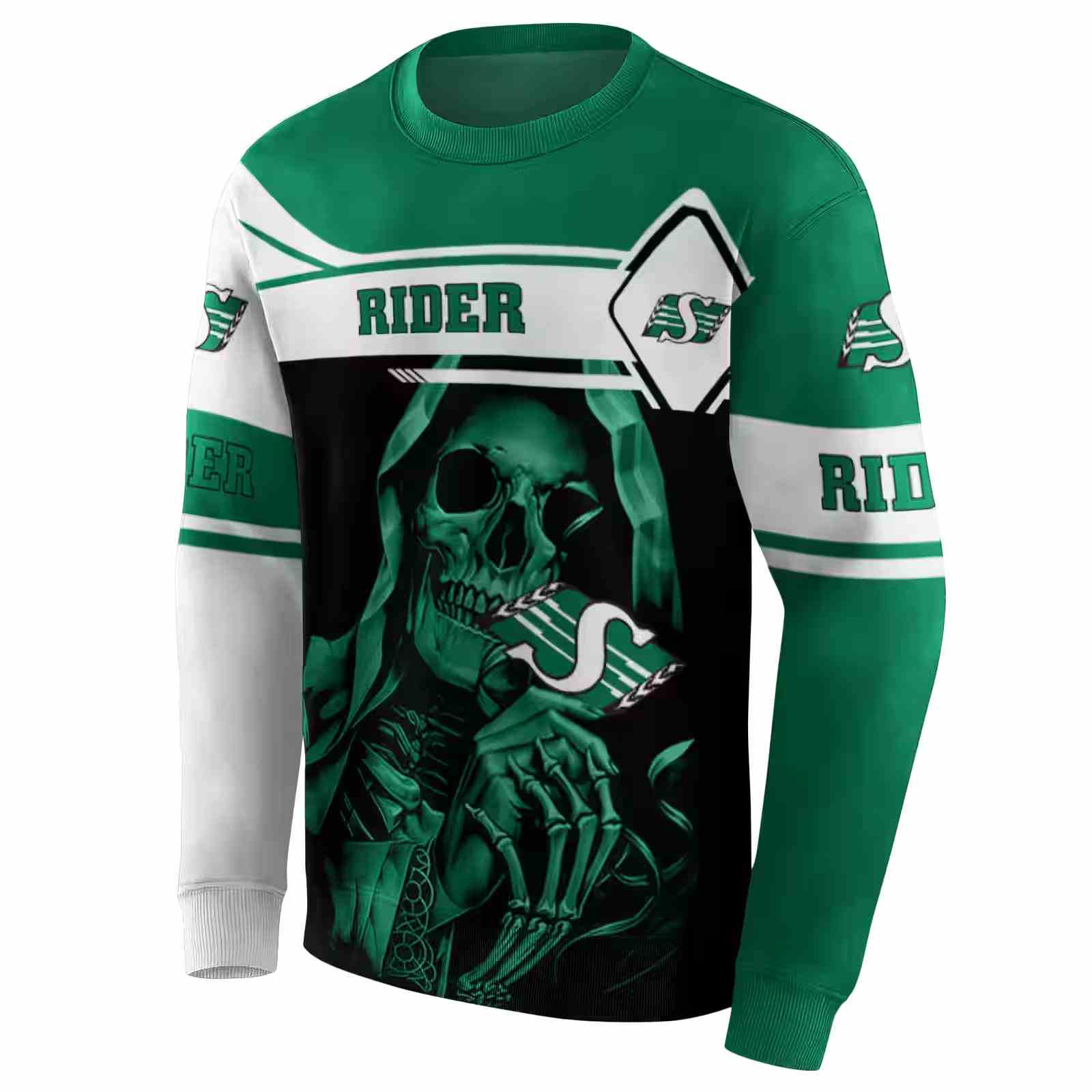 customized saskatchewan roughriders grim reaper green black hoodie new arrival