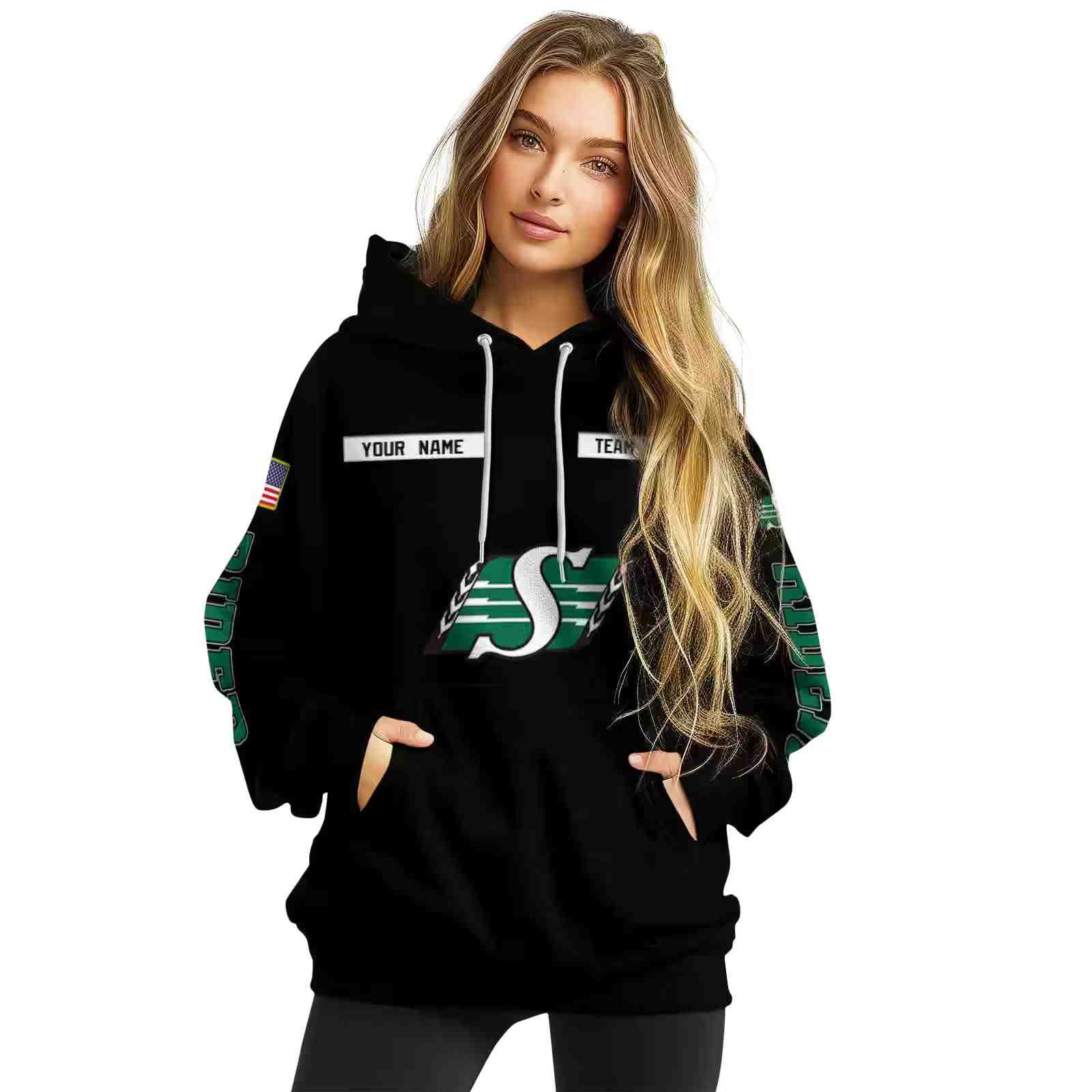 customized saskatchewan roughriders punisher skull black hoodie high quality