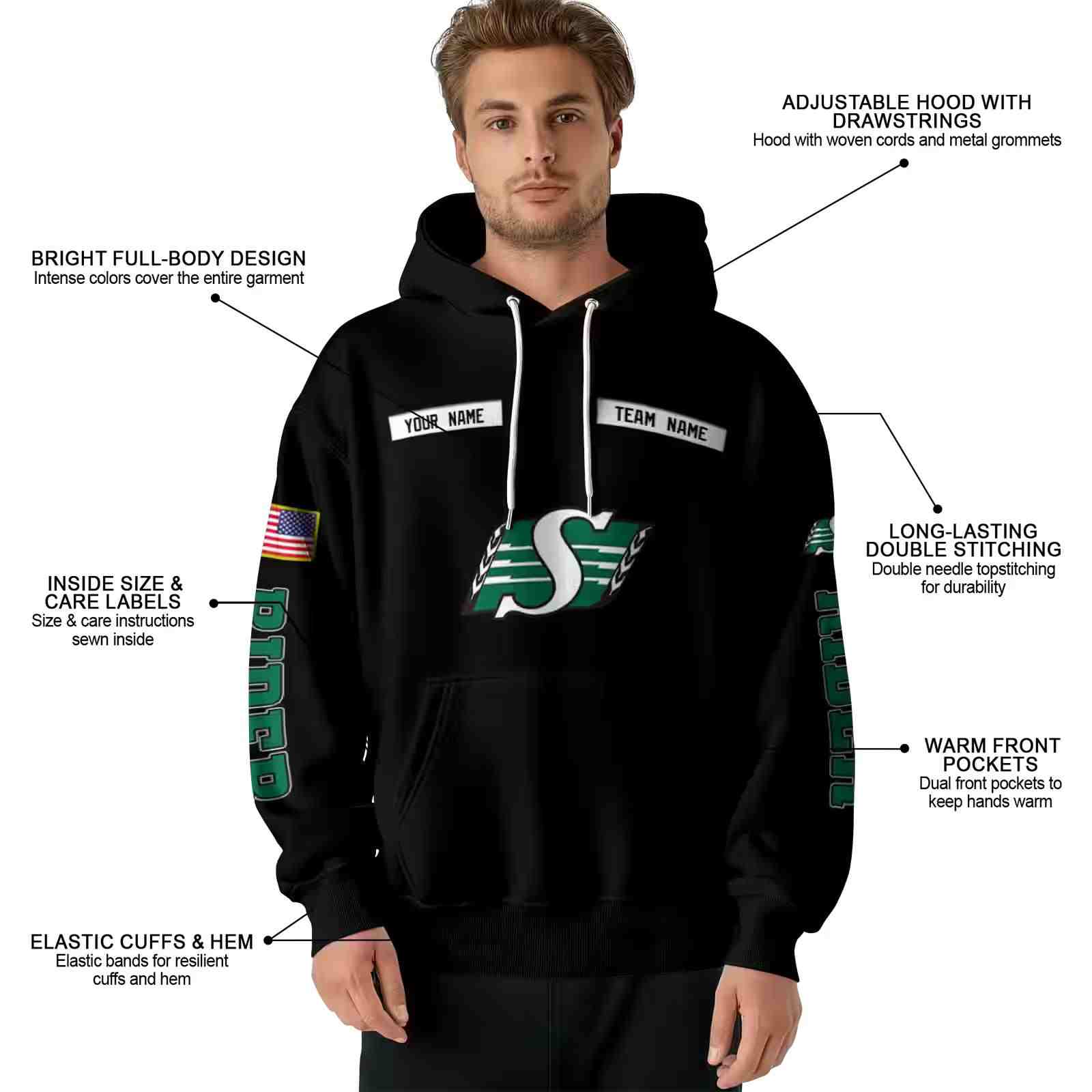 customized saskatchewan roughriders punisher skull black hoodie latest model