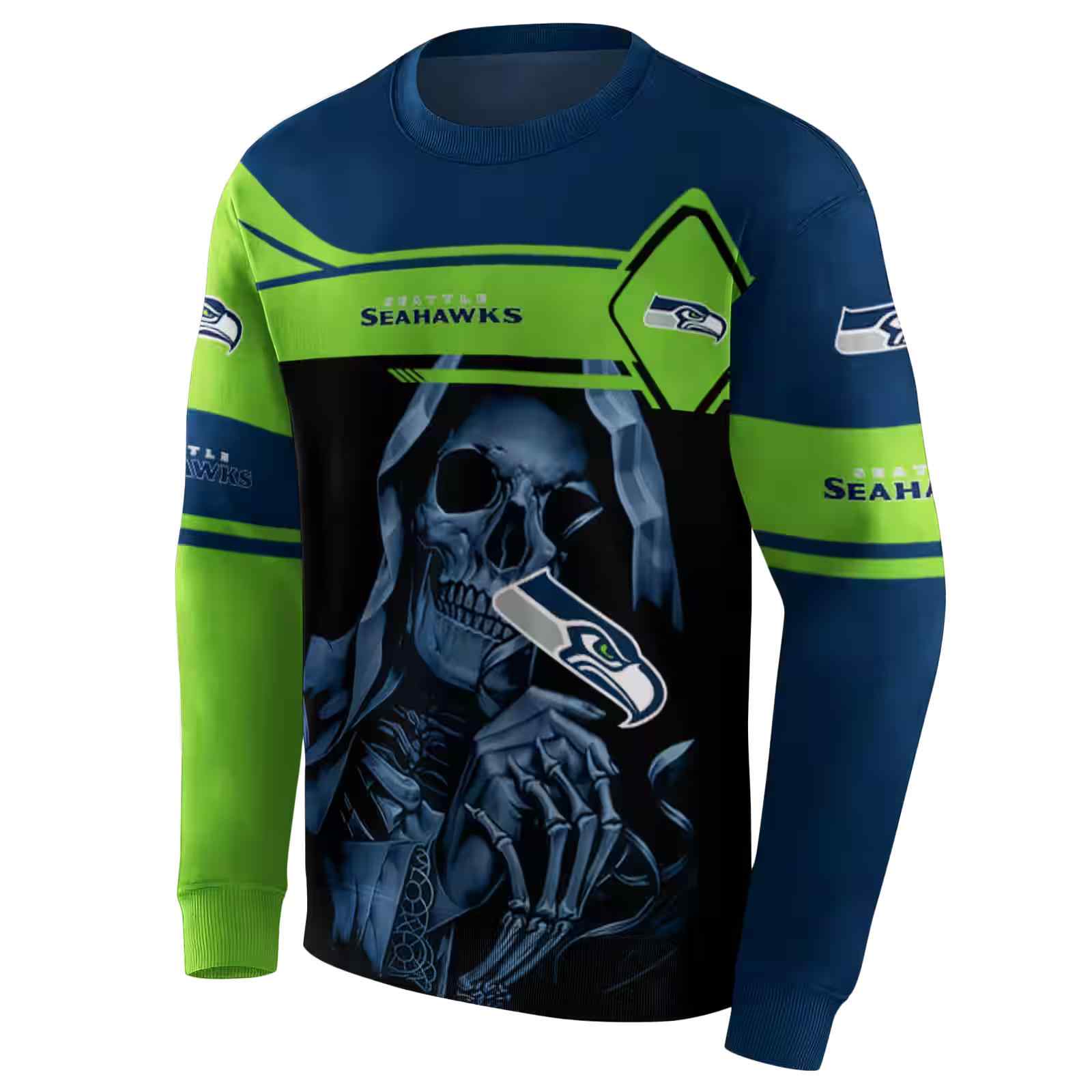 customized seattle seahawks grim reaper blue black hoodie new arrival