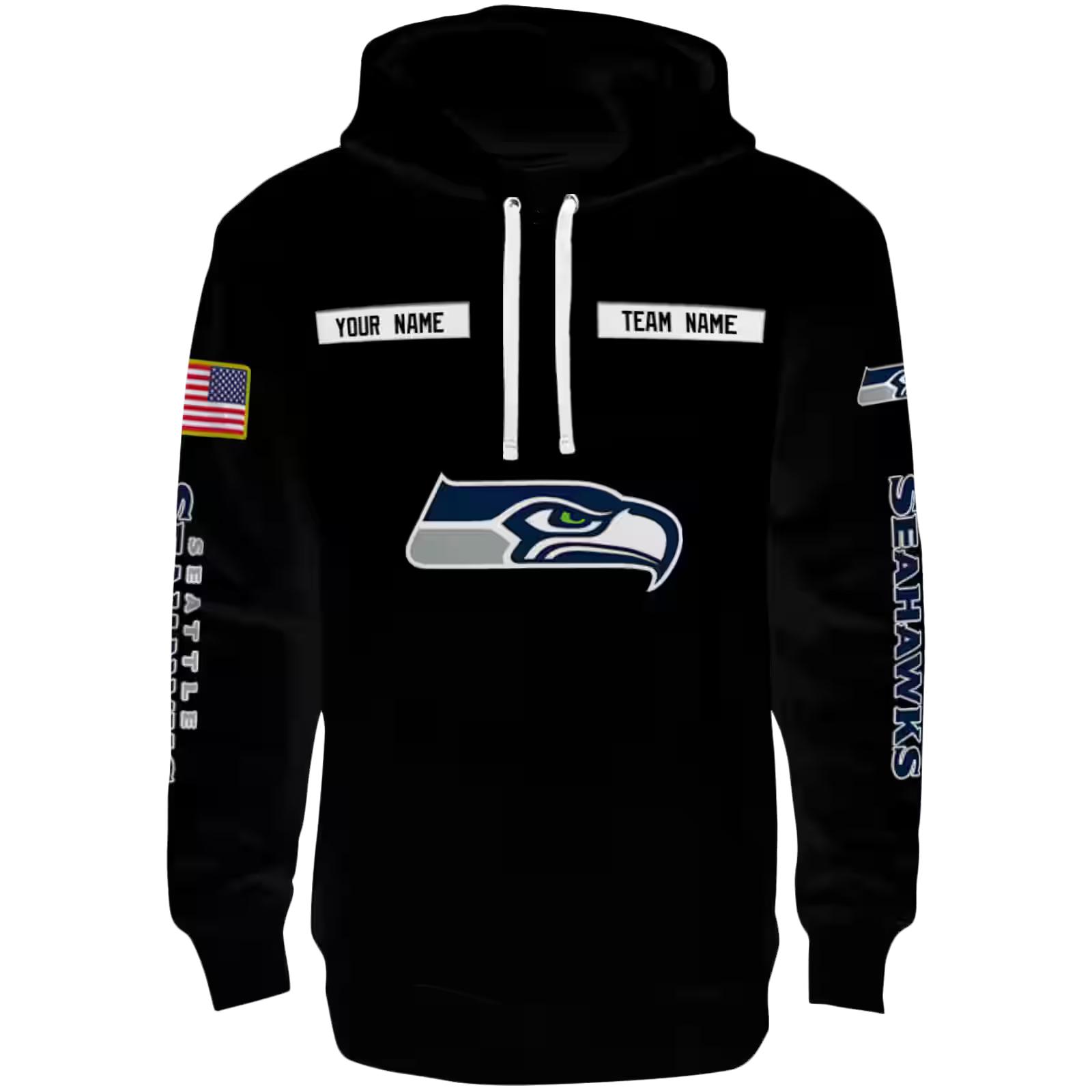 Customized Seattle Seahawks Punisher Skull Black Hoodie