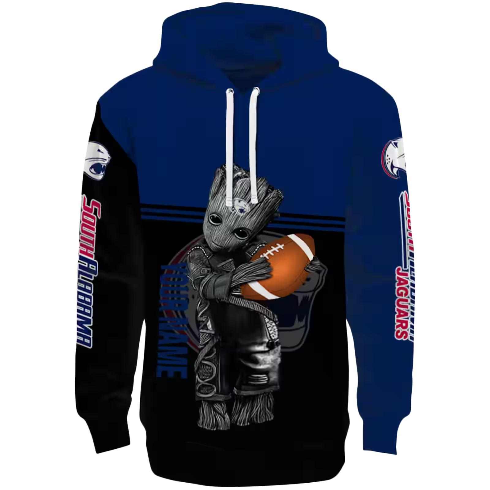 Customized South Alabama Jaguars Baby Groot Blue Black Hoodie