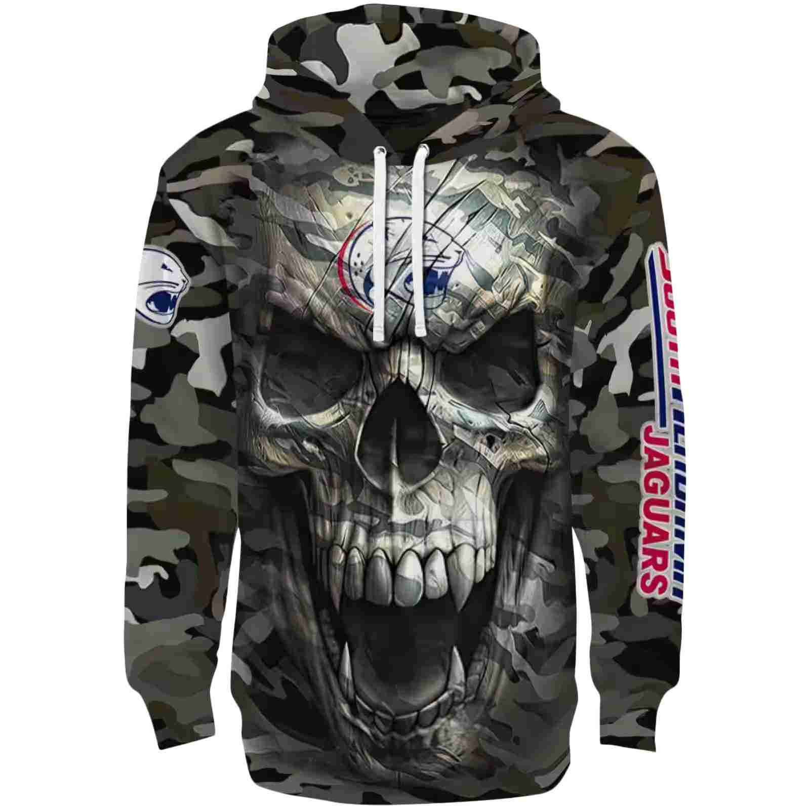 Customized South Alabama Jaguars Camo Skull Hoodie