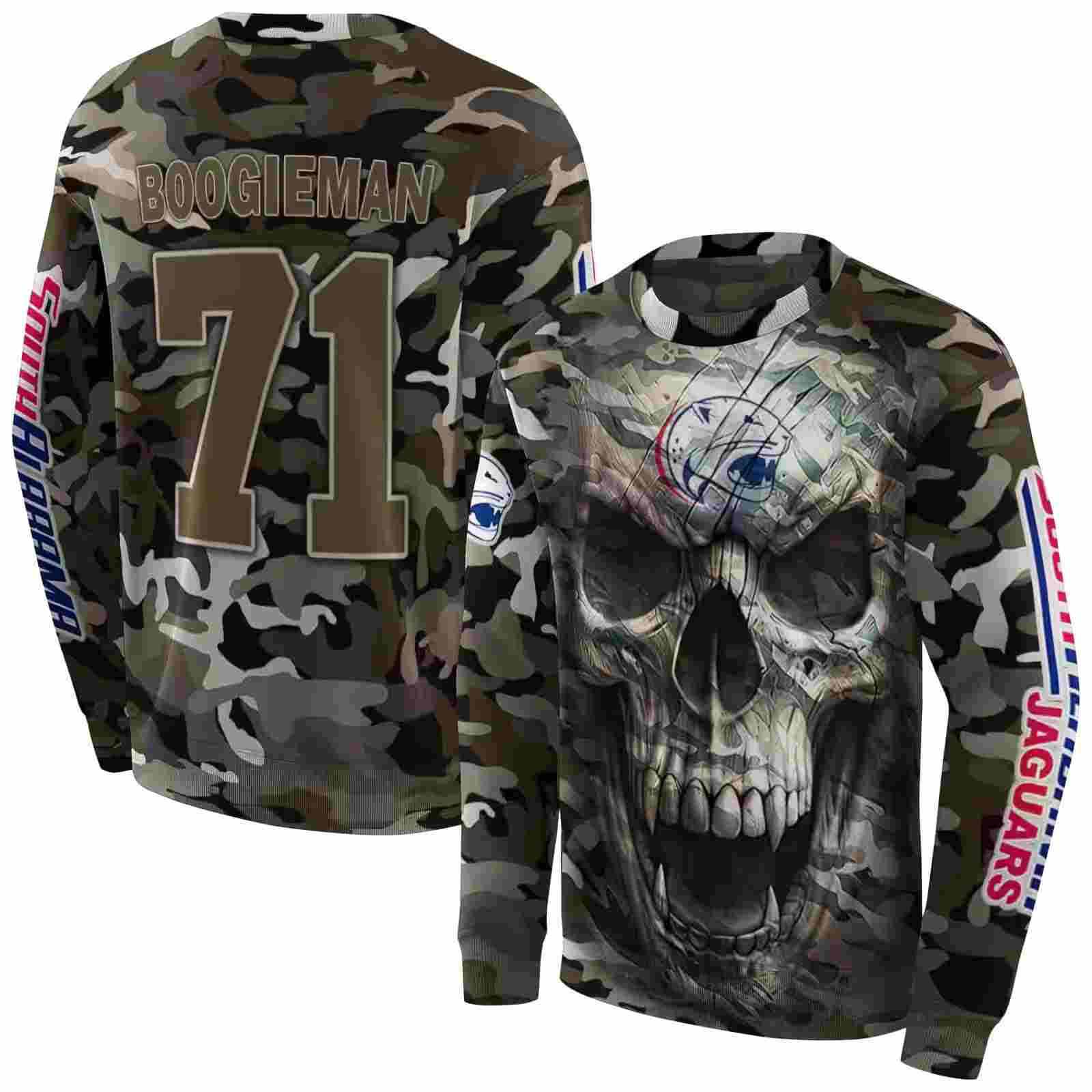 customized south alabama jaguars camo skull hoodie premium grade