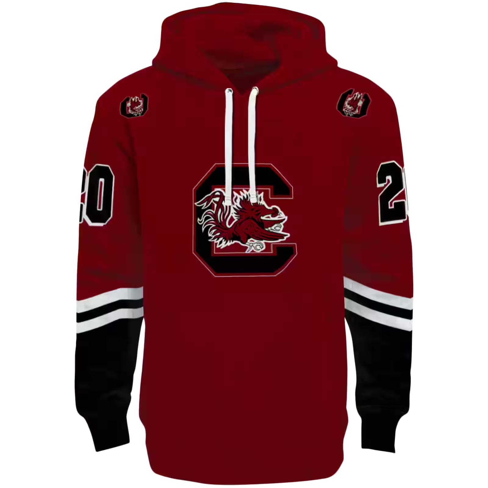 Customized South Carolina Gamecocks Striped Sleeves Garnet Hoodie