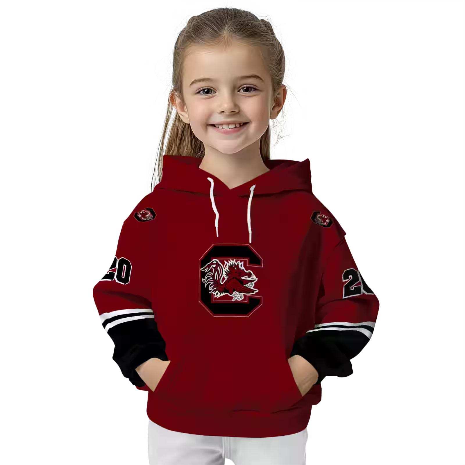 customized south carolina gamecocks striped sleeves garnet hoodie top rated