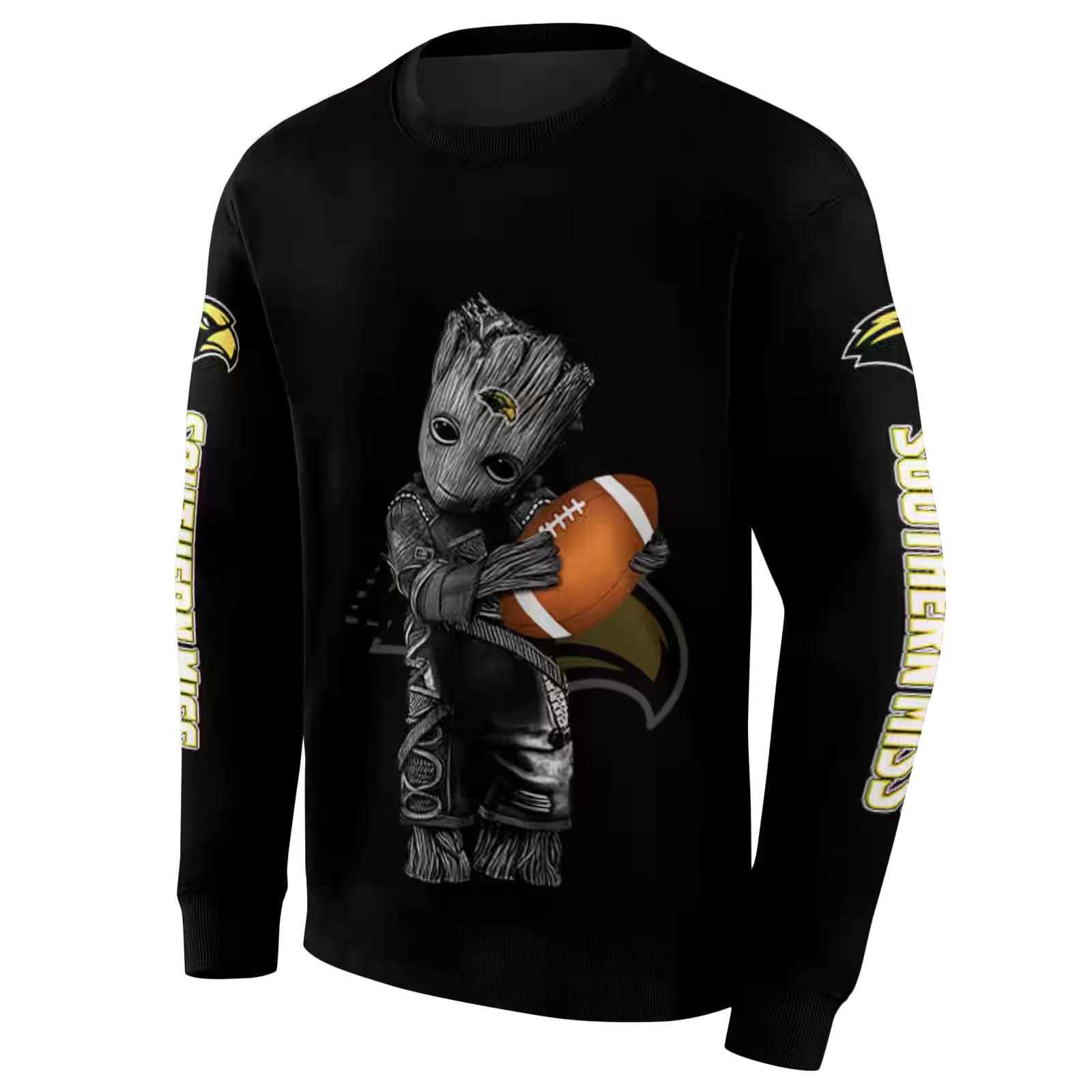 customized southern miss golden eagles baby groot black hoodie new arrival