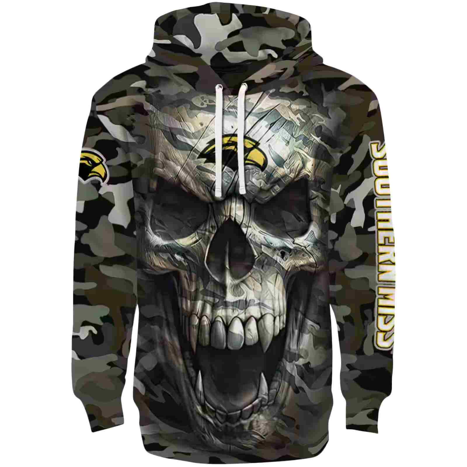 Customized Southern Miss Golden Eagles Camo Skull Hoodie