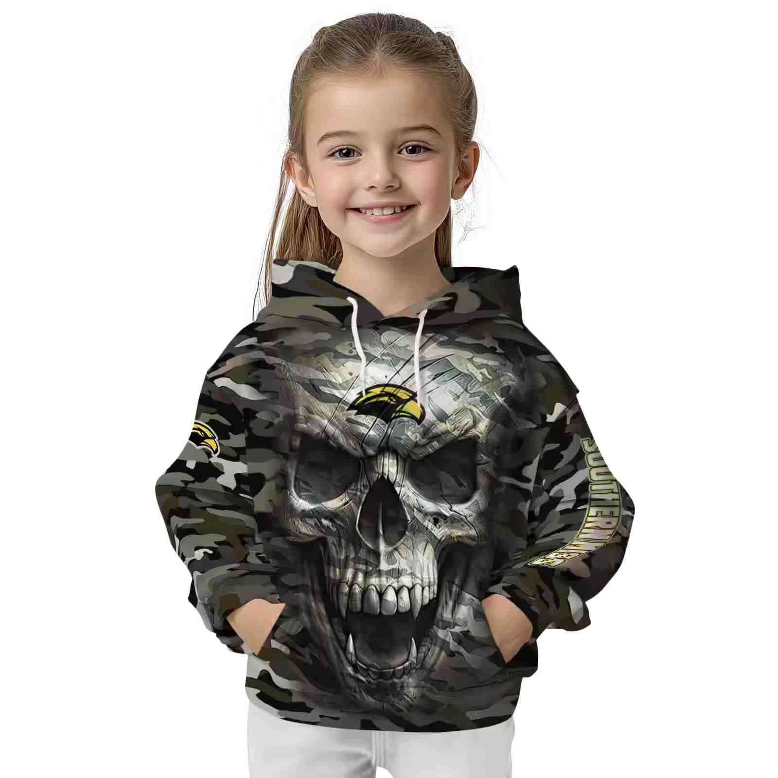 customized southern miss golden eagles camo skull hoodie top rated