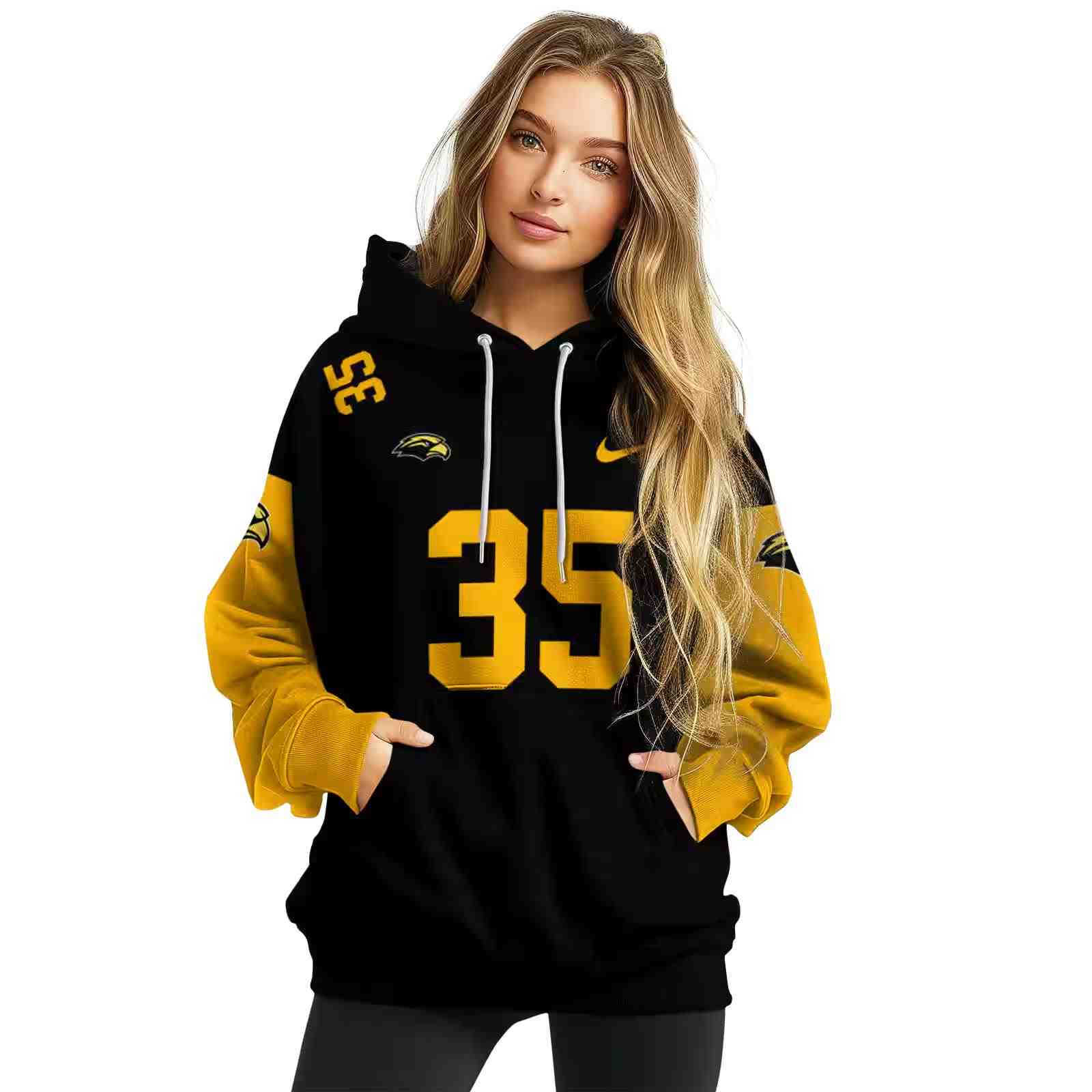 customized southern miss golden eagles minimal design black hoodie high quality