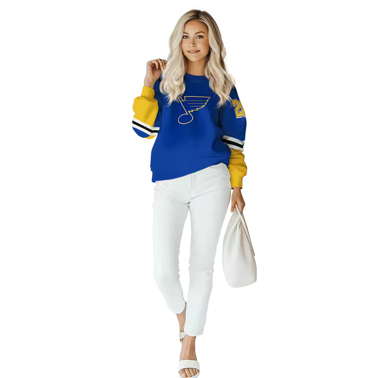 customized st louis blues striped sleeves blue hoodie trendy