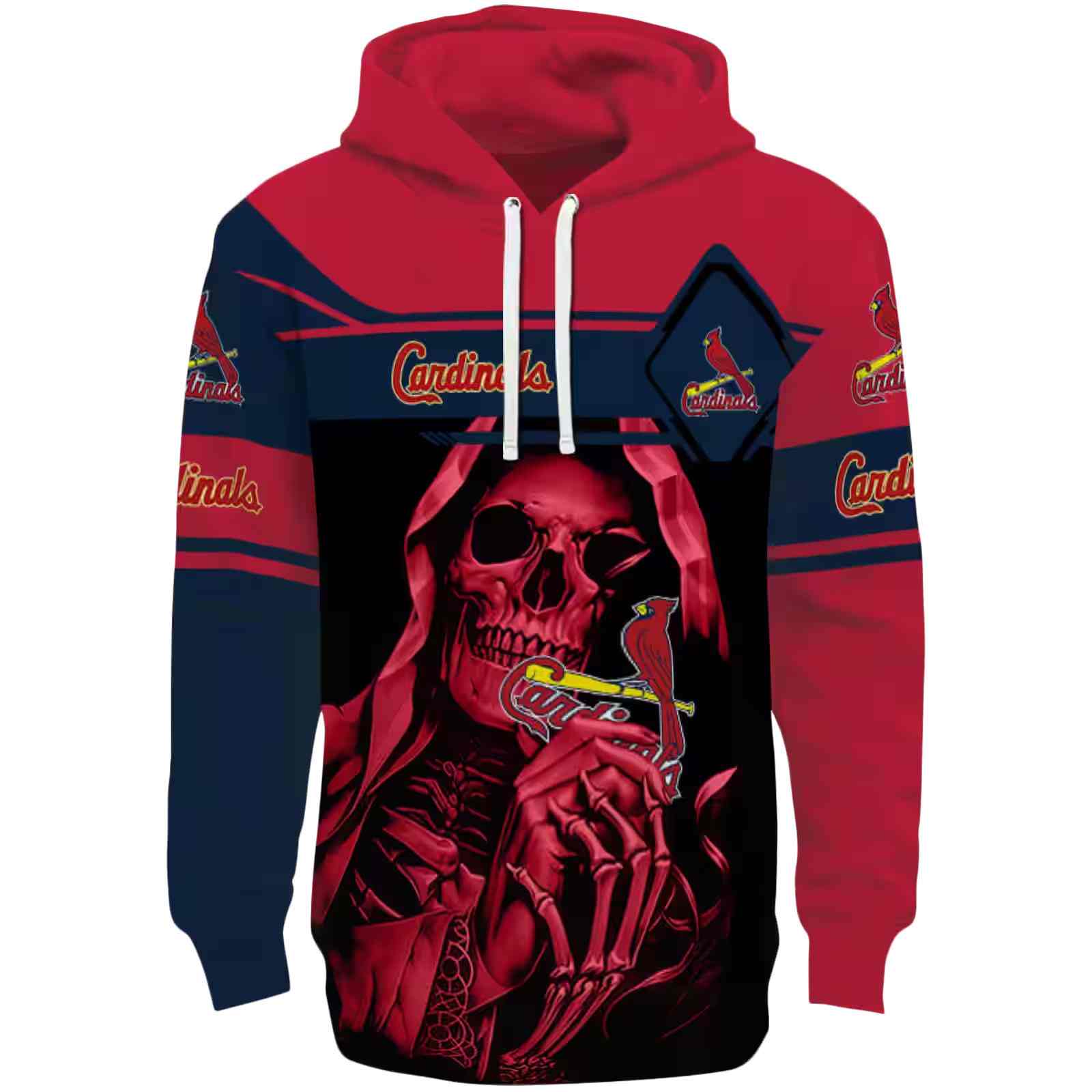 Customized St. Louis Cardinals Grim Reaper Red Black Hoodie