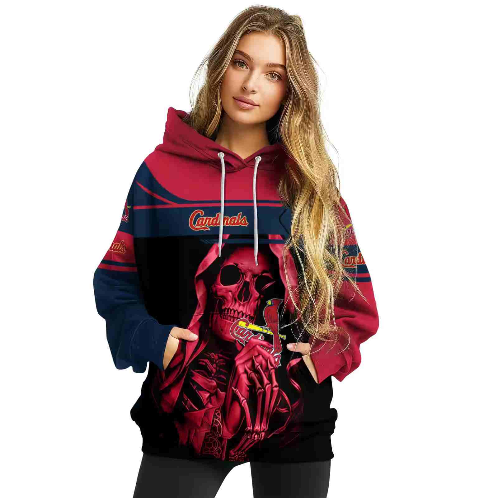 customized st louis cardinals grim reaper red black hoodie high quality