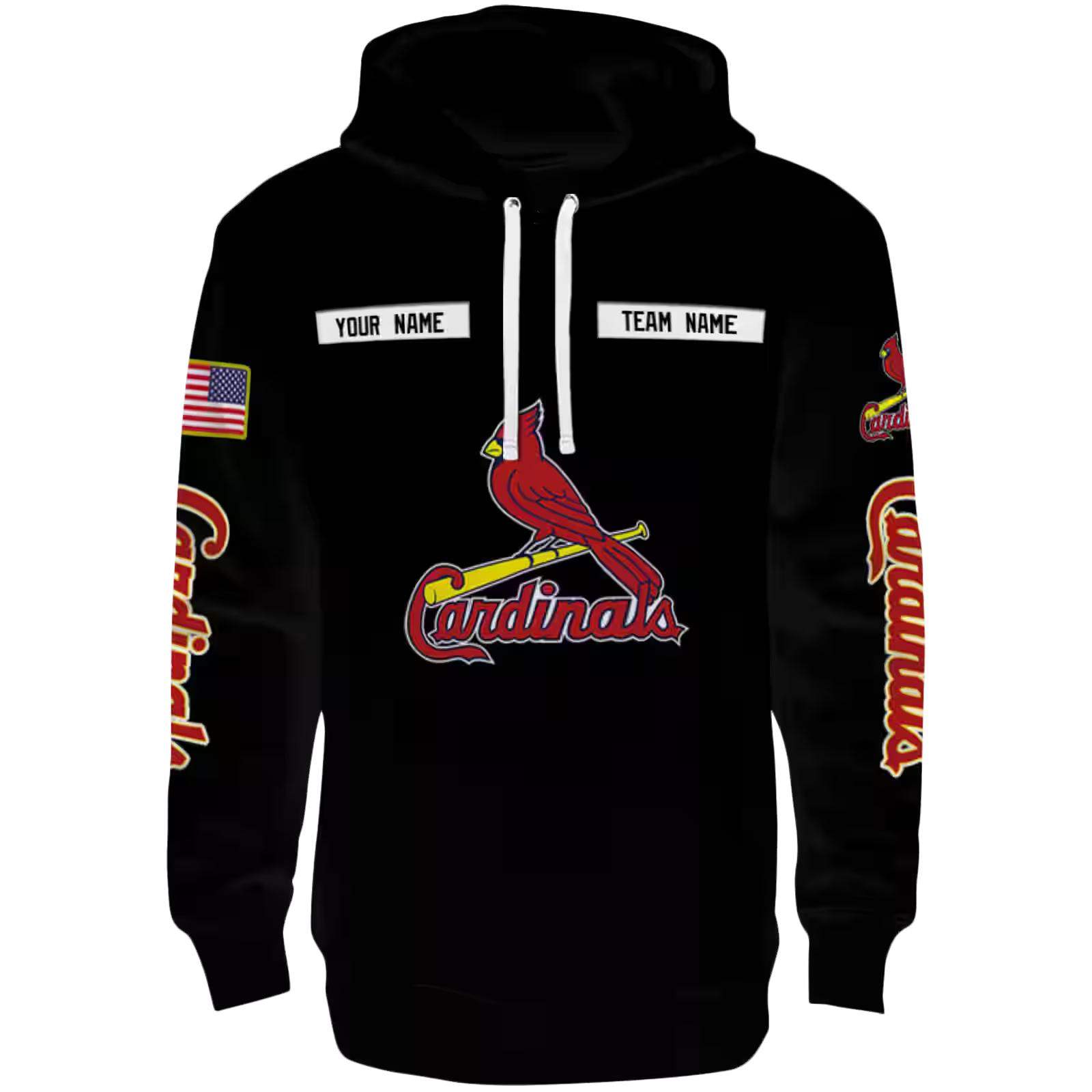 Customized St. Louis Cardinals Punisher Skull Black Hoodie