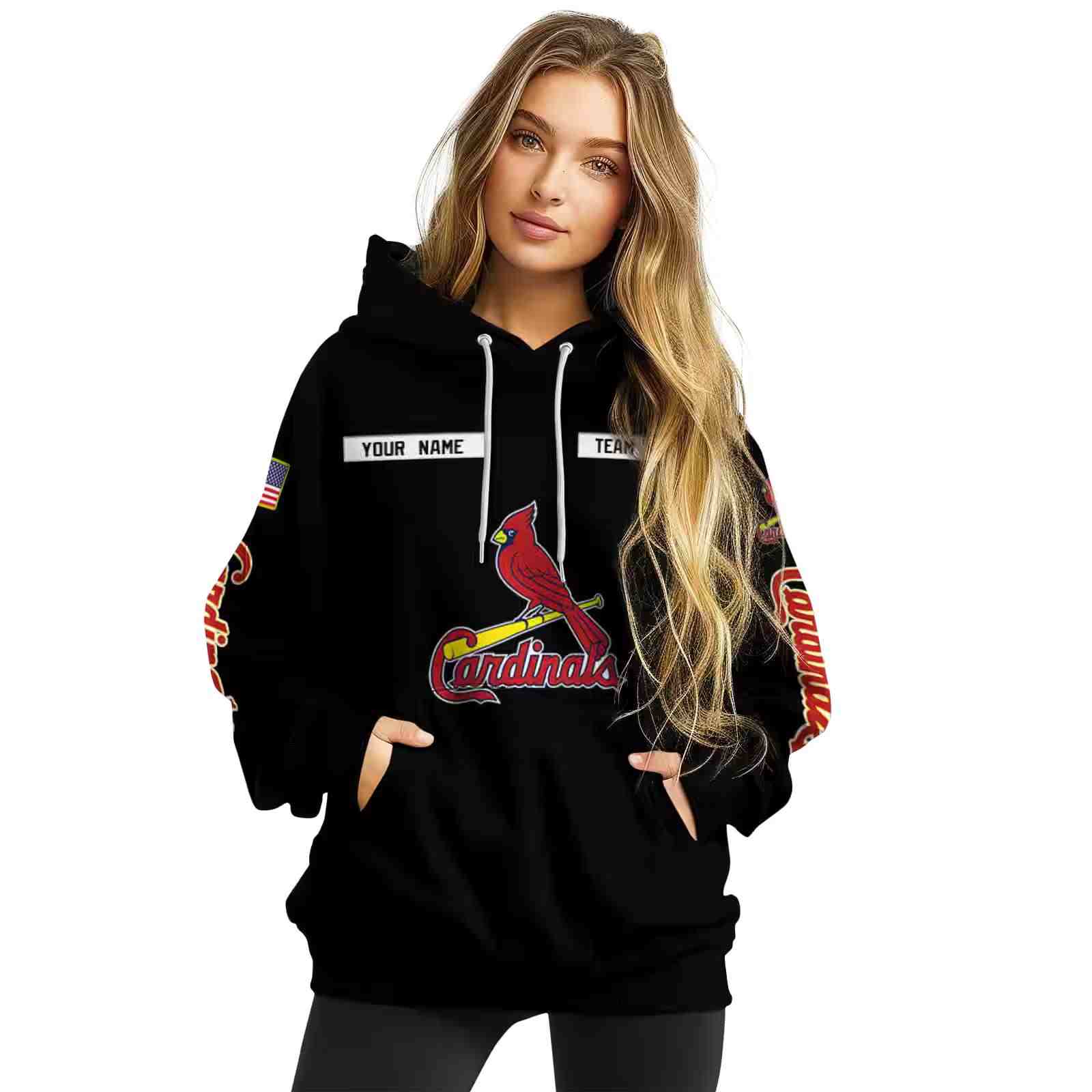 customized st louis cardinals punisher skull black hoodie high quality