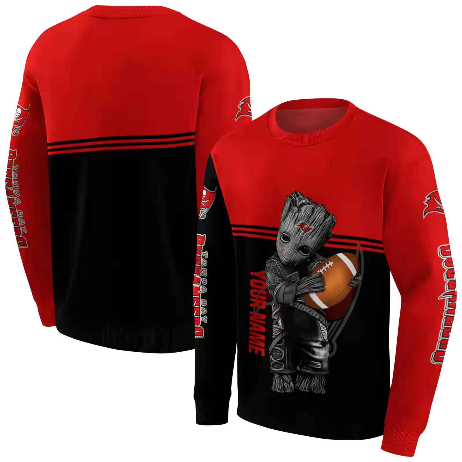 customized tampa bay buccaneers baby groot red black hoodie premium grade