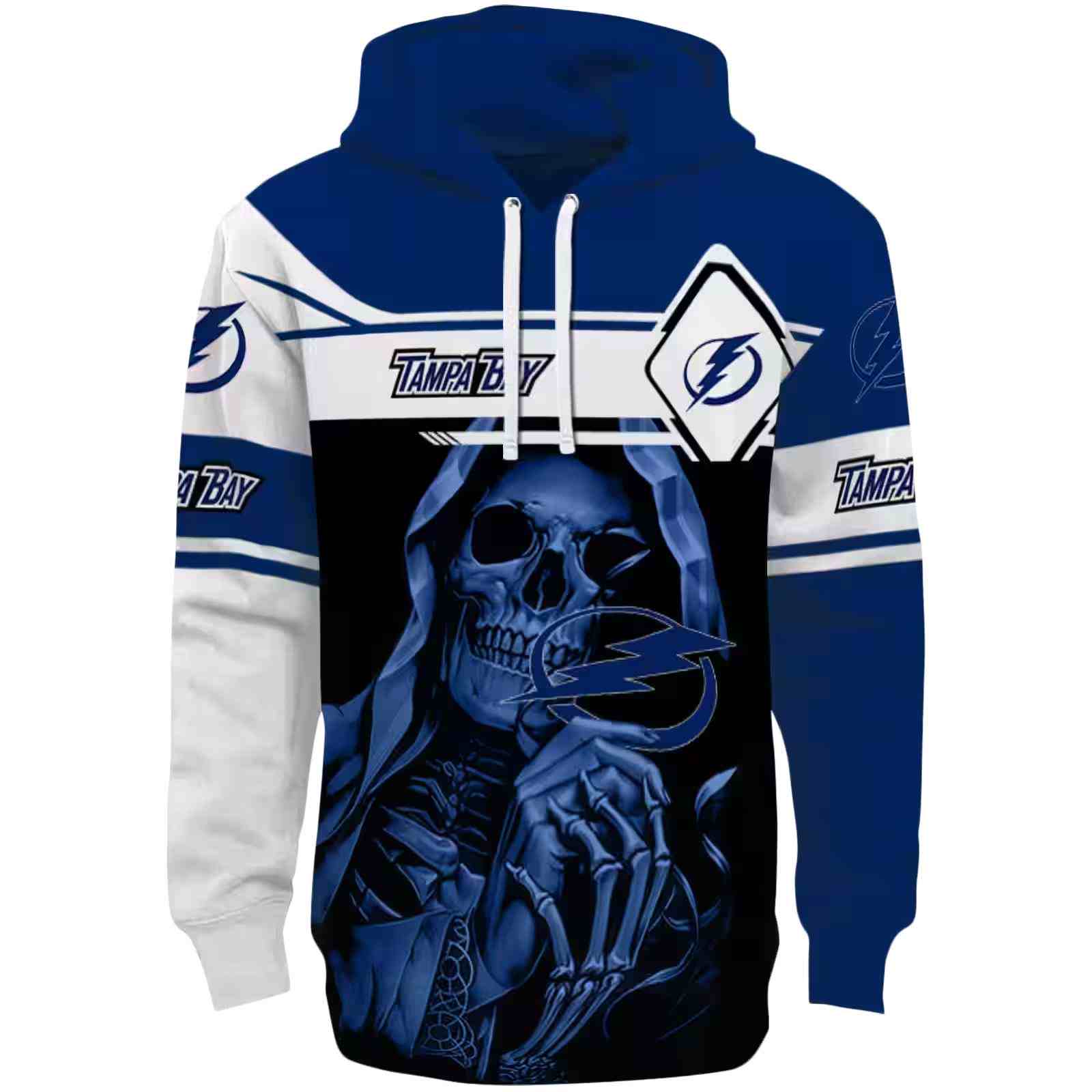 Customized Tampa Bay Lightning Grim Reaper Blue Black Hoodie