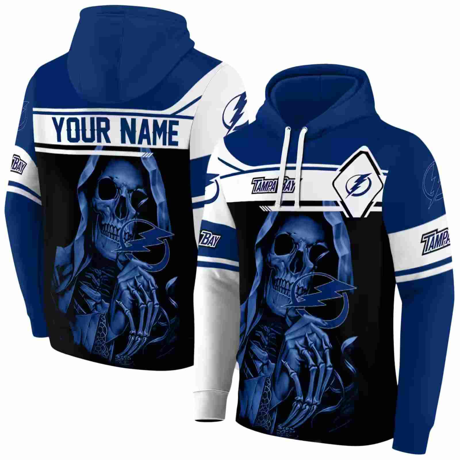 customized tampa bay lightning grim reaper blue black hoodie fashion forward