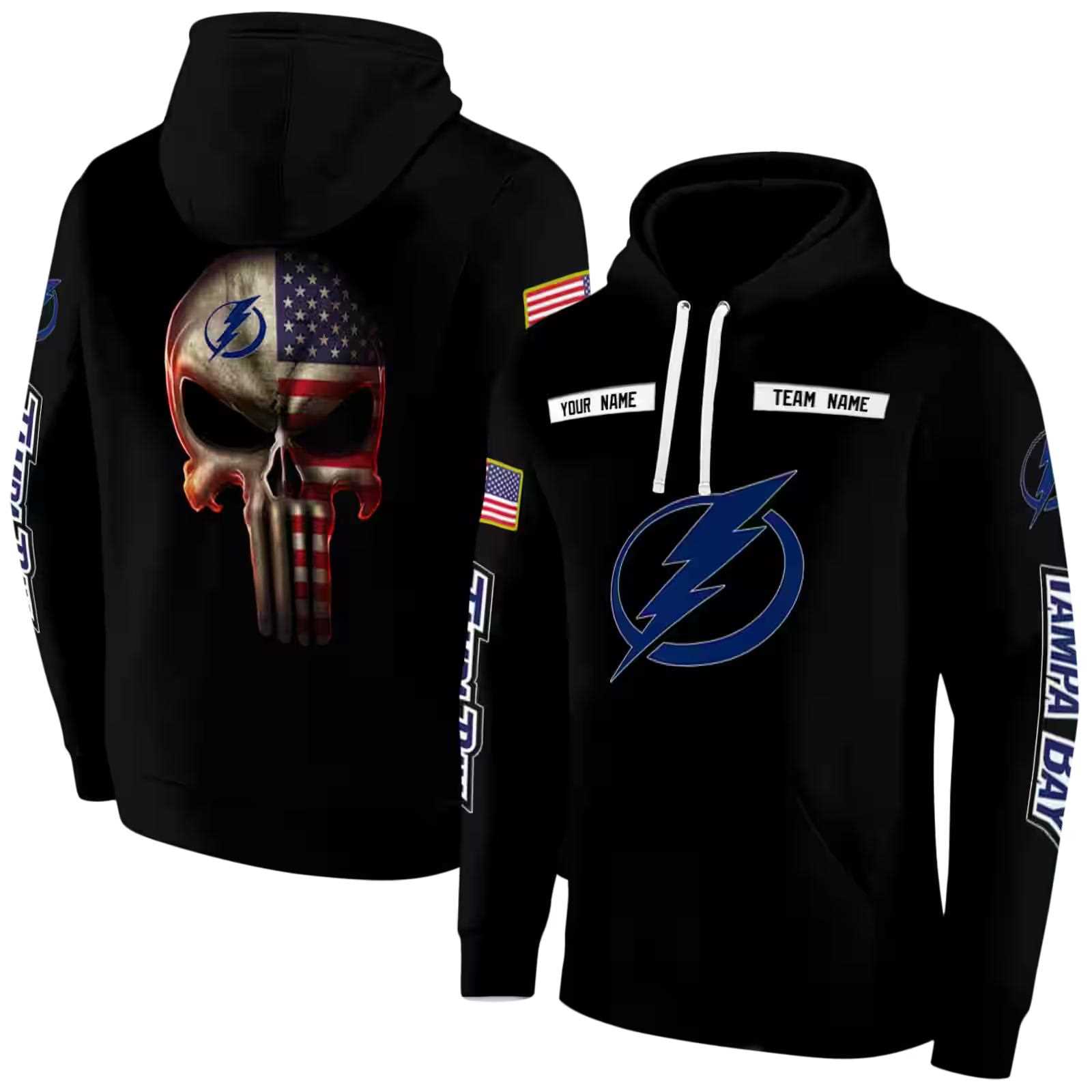 customized tampa bay lightning punisher skull black hoodie fashion forward